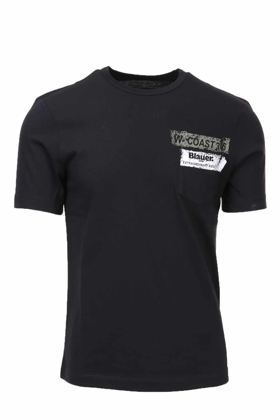 "BLAUER Men's Short Sleeve T-Shirt with Pocket - Blue Casual Top"