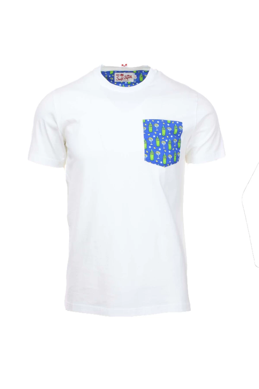 "Saint Barth MC2 Men's Half Sleeve T-Shirt with Pocket - Gin Lemon Design - Prestigemodauomo Collection"