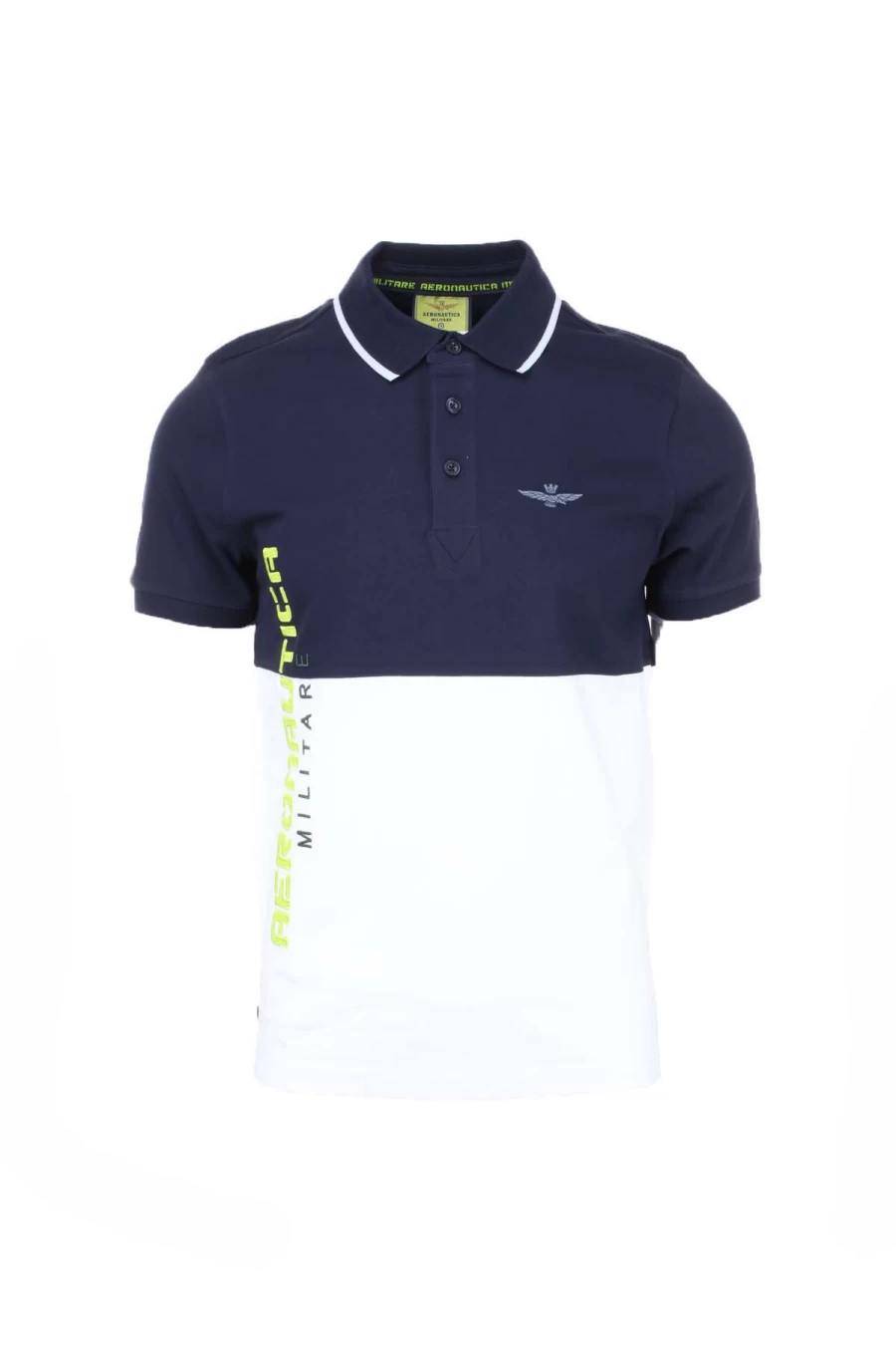 Air Force Two-Tone Half Sleeve Polo Shirt - Stretch Pique Fabric - Men's Military Style Top