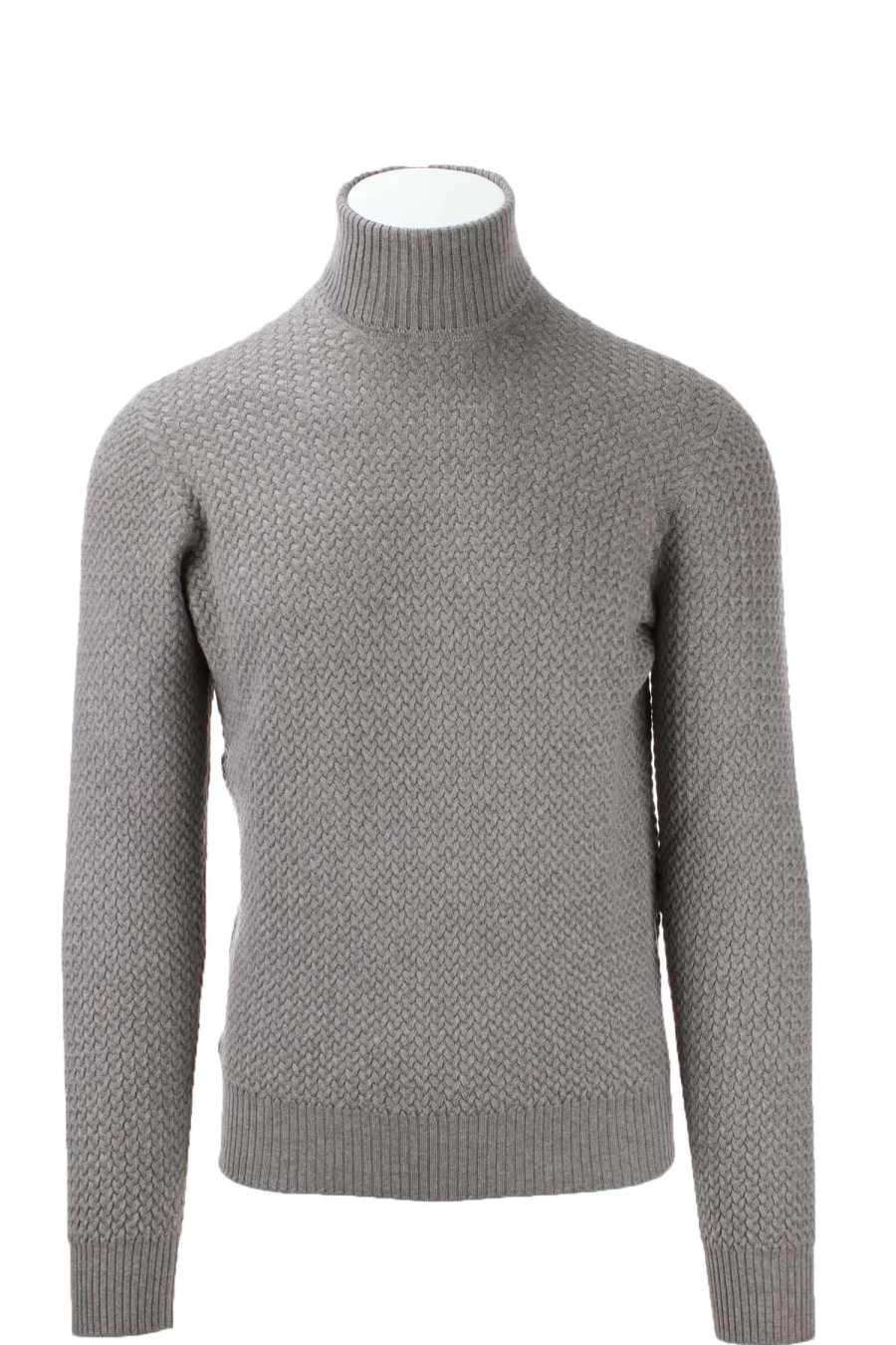 Gran Sasso Men's Microbraid Merino Wool Turtleneck Sweater - Premium Knitwear