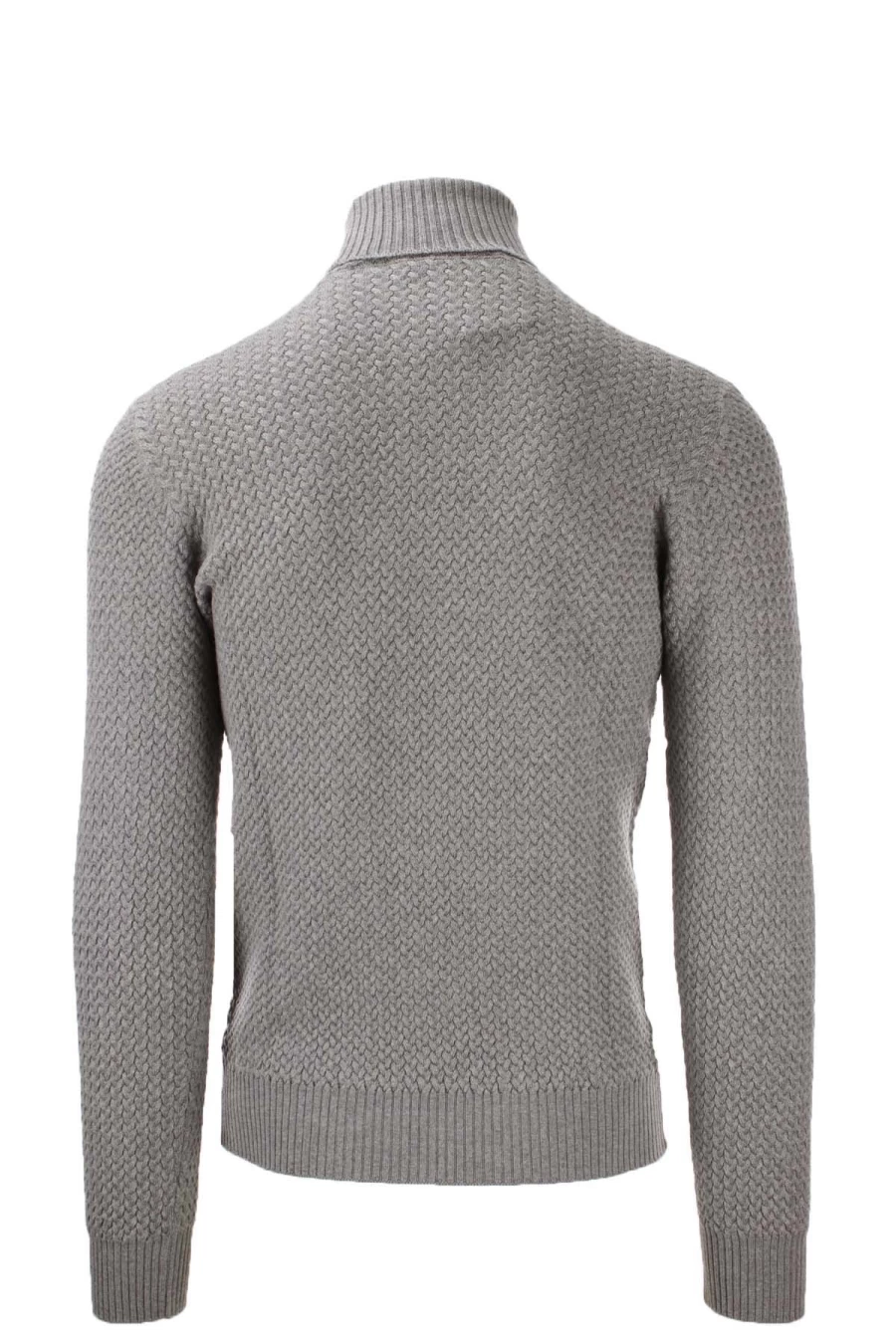 Gran Sasso Men's Microbraid Merino Wool Turtleneck Sweater - Premium Knitwear