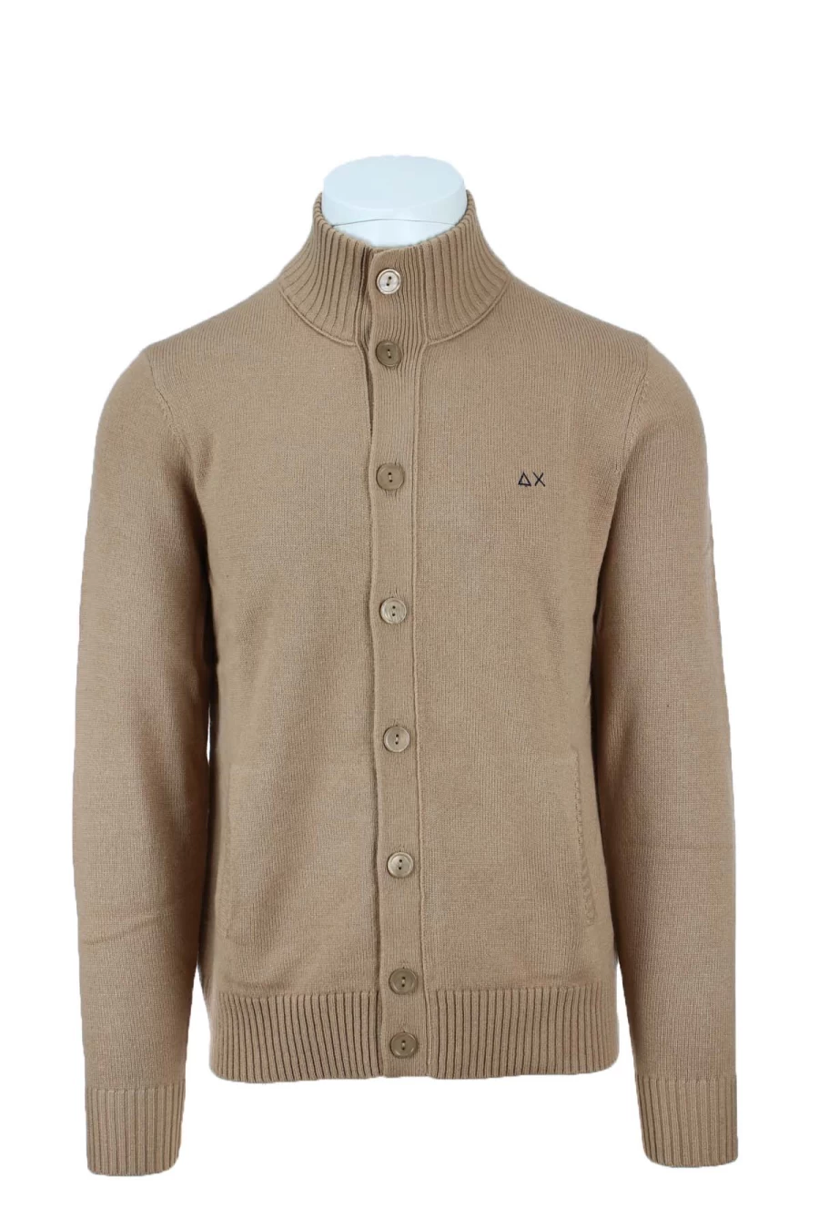 "Sun68 Men's High Neck Button-Up Cardigan Sweater - Premium Knit Pullover"