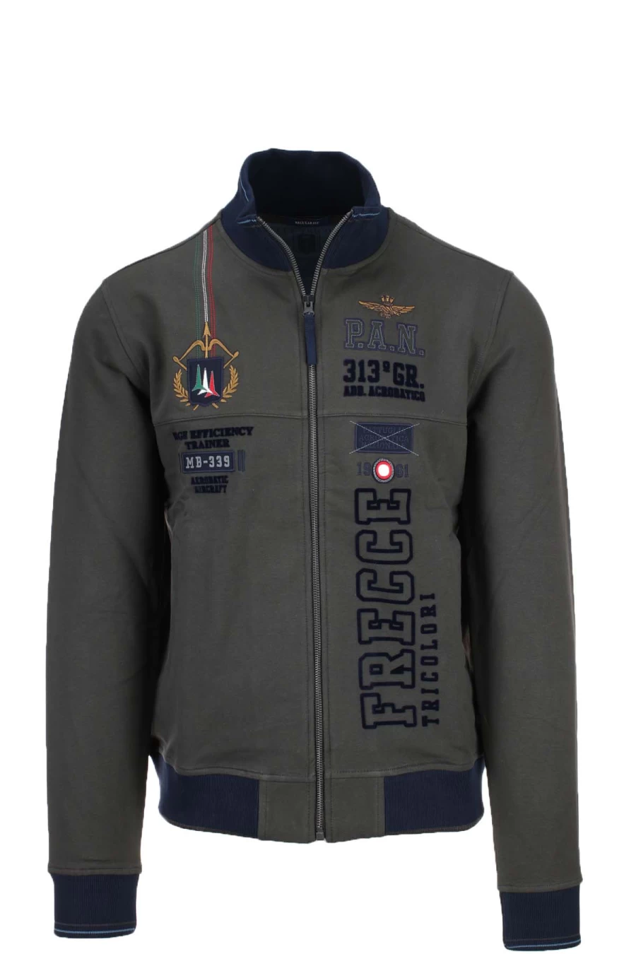 Air Force Zip Cardigan Sweatshirt - Frecce Tricolori Design - Military Style Pullover