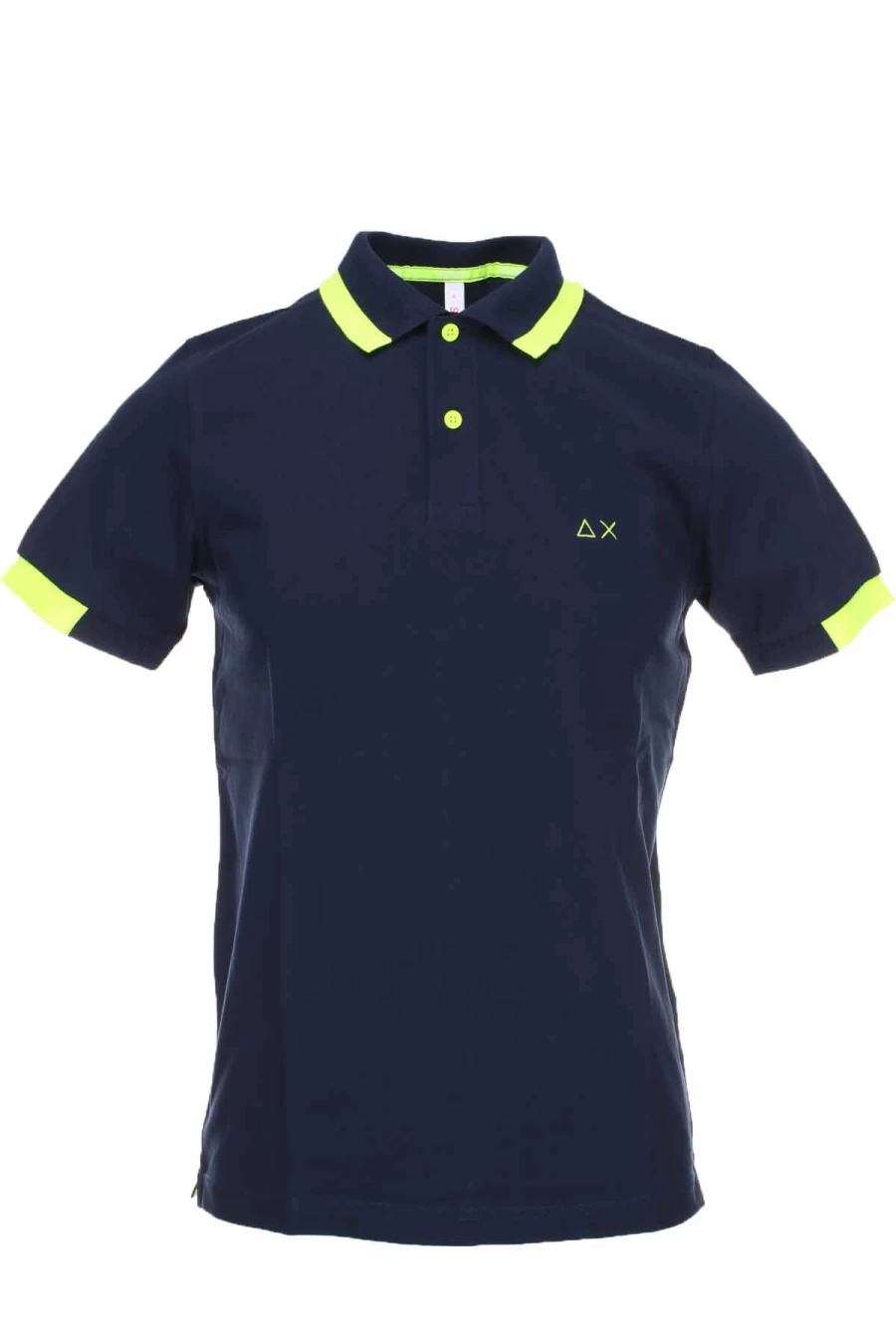 SUN68 Men's Fluorescent Trim Half Sleeve Polo Shirt - Premium Cotton Casual Sportswear