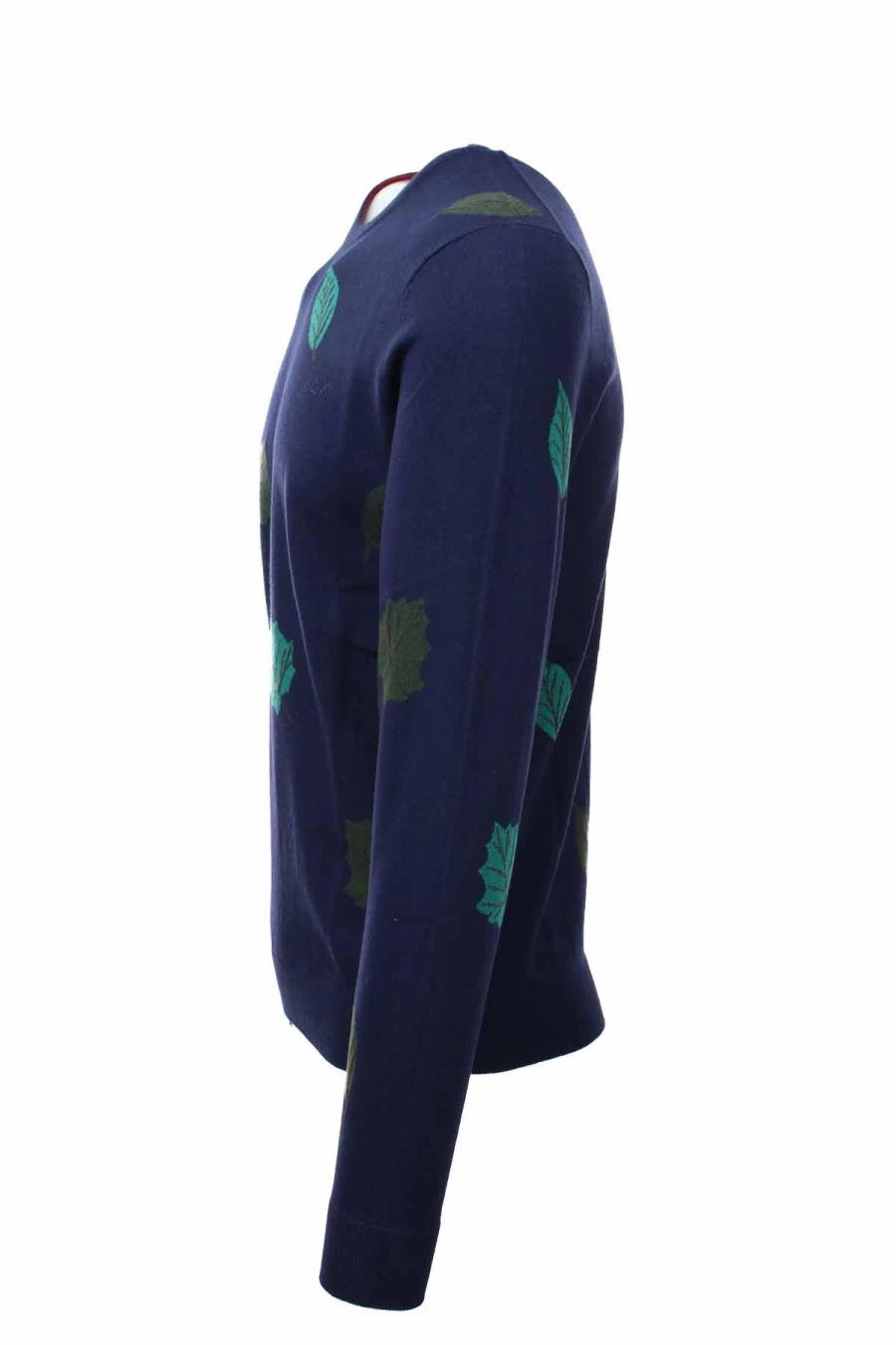 "Sun68 Wool Crew Neck Sweater with Leaf Pattern - Premium Knitwear for Men"