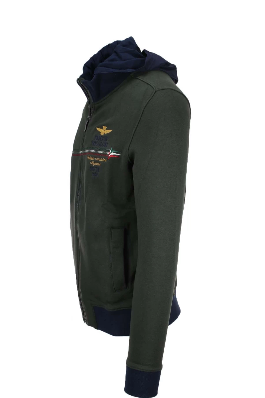 Air Force Zip-Up Hooded Cardigan Sweatshirt - Freccia Tricolore Military Style Men's Premium Knit Jacket