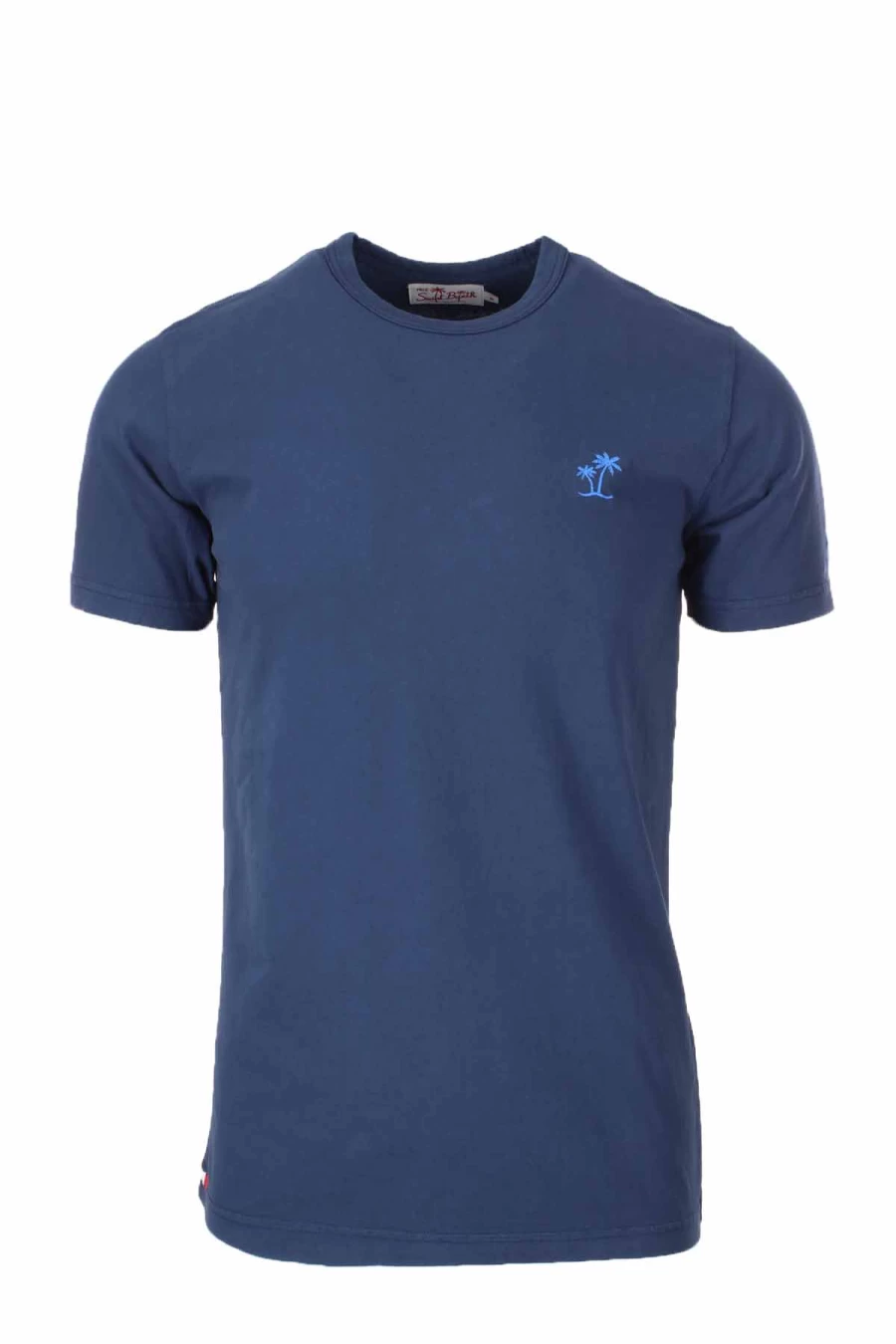 "Saint Barth MC2 Men's Half Sleeve T-Shirt with Palm Tree Embroidery - Premium Cotton Casual Tee"