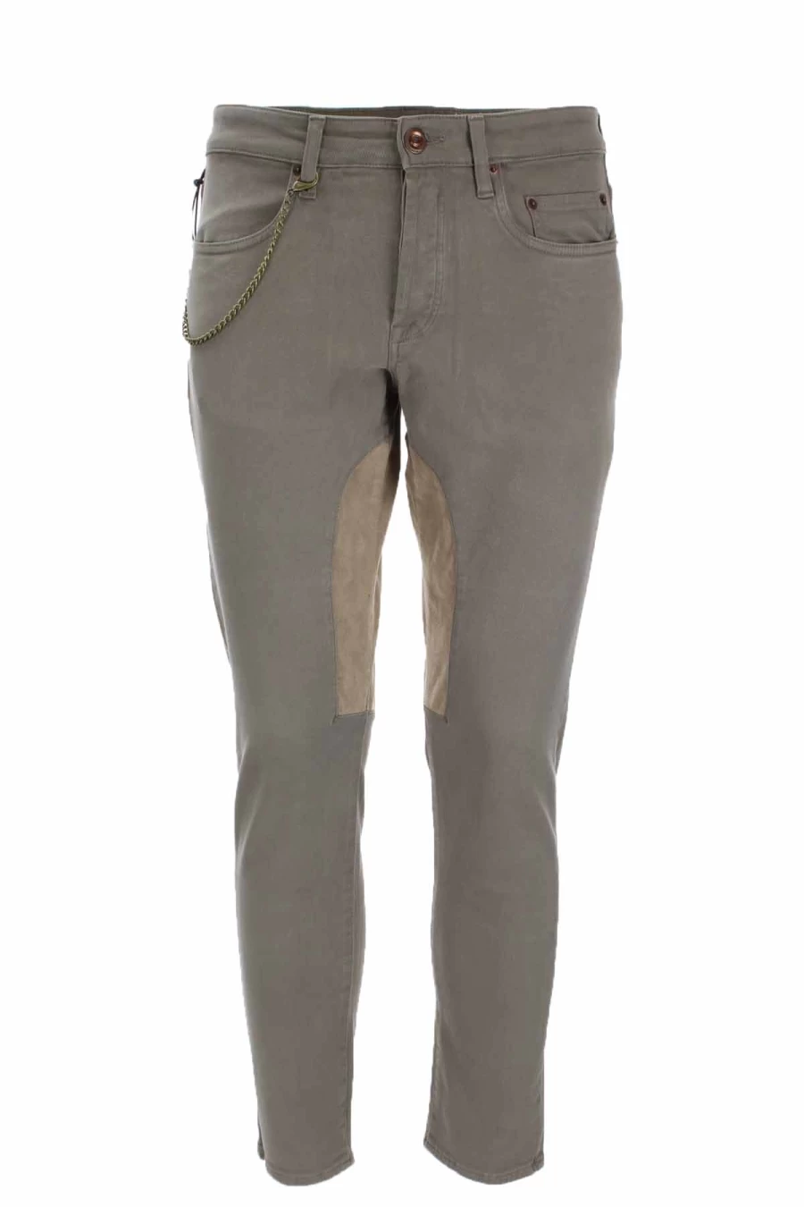 "Seville Men's Cotton Pants with 5 Pockets and Alcantara Patch - Prestigemodauomo"