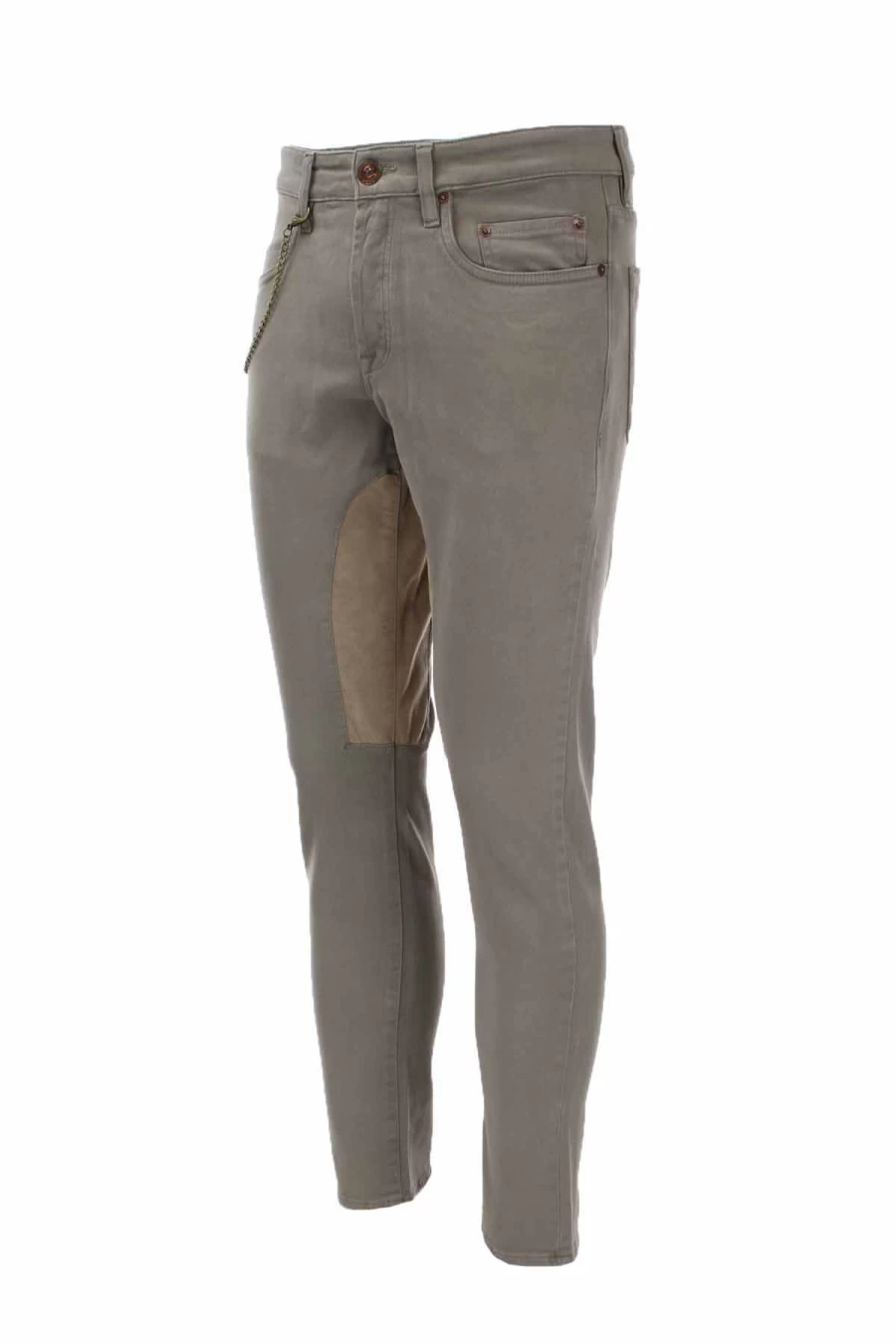 "Seville Men's Cotton Pants with 5 Pockets and Alcantara Patch - Prestigemodauomo"