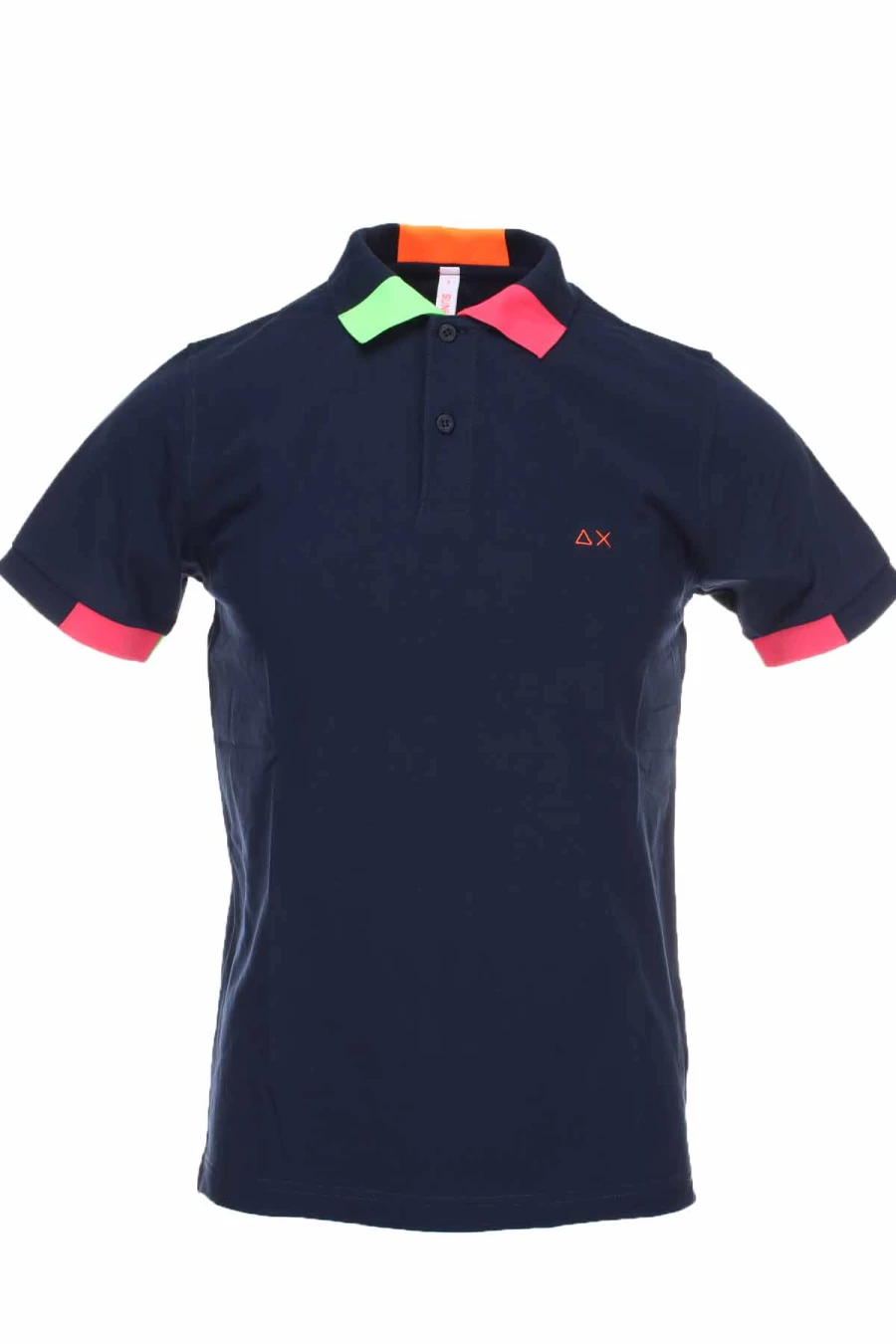 SUN68 Men's Fluorescent Trim Half Sleeve Polo Shirt - Premium Cotton Casual Top