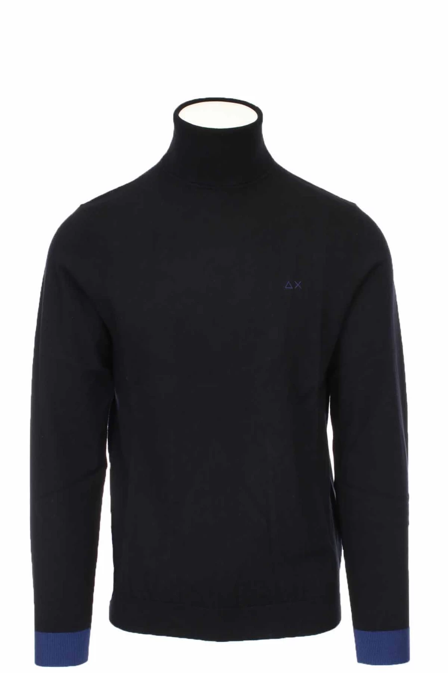 Wool Turtleneck Sweater with Contrast Patches - SUN68 Men's Premium Knitwear