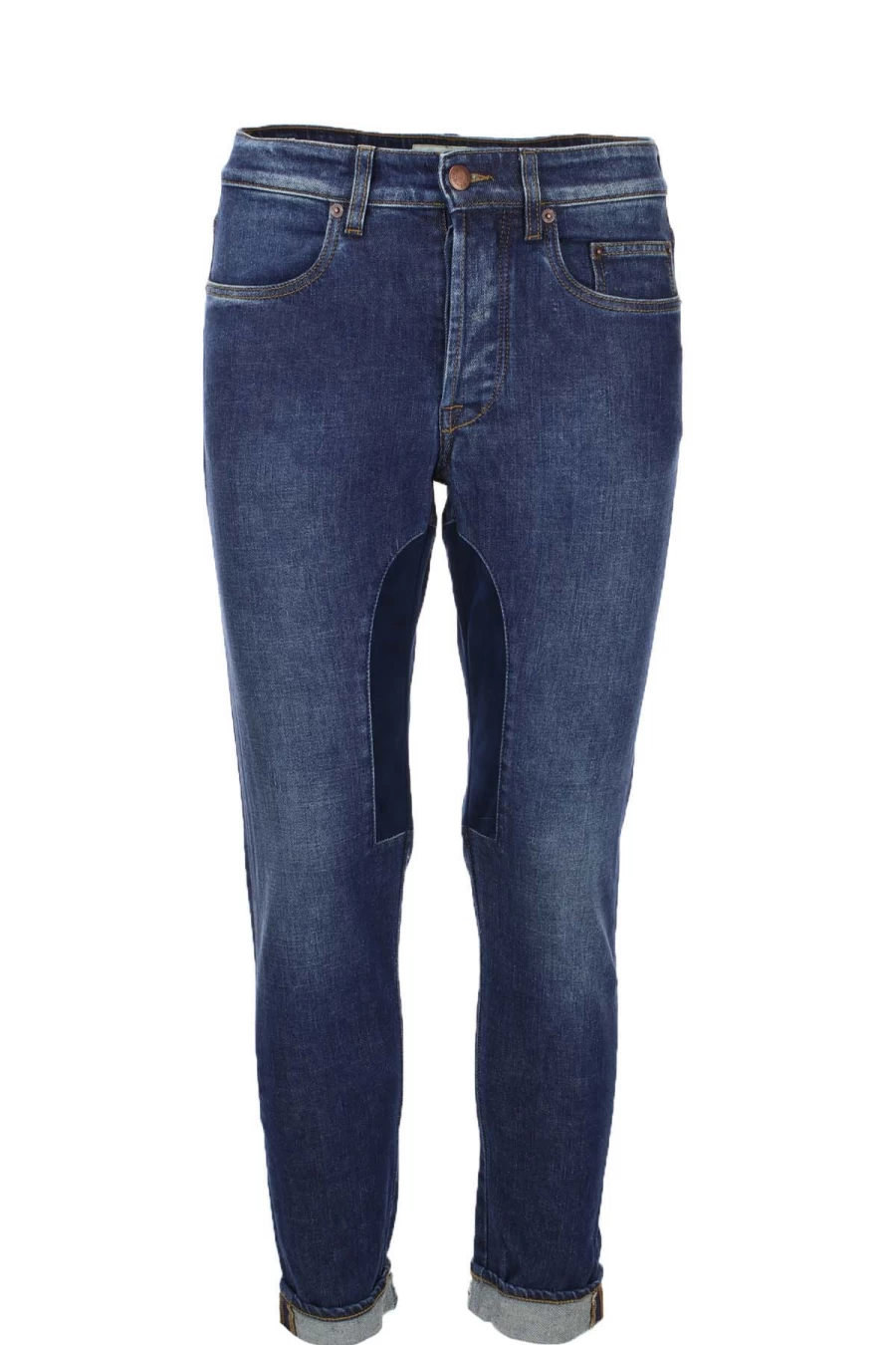 Men's Seville Pocket Denim Jeans with Blue Alcantara Patch - Prestigemodauomo Collection