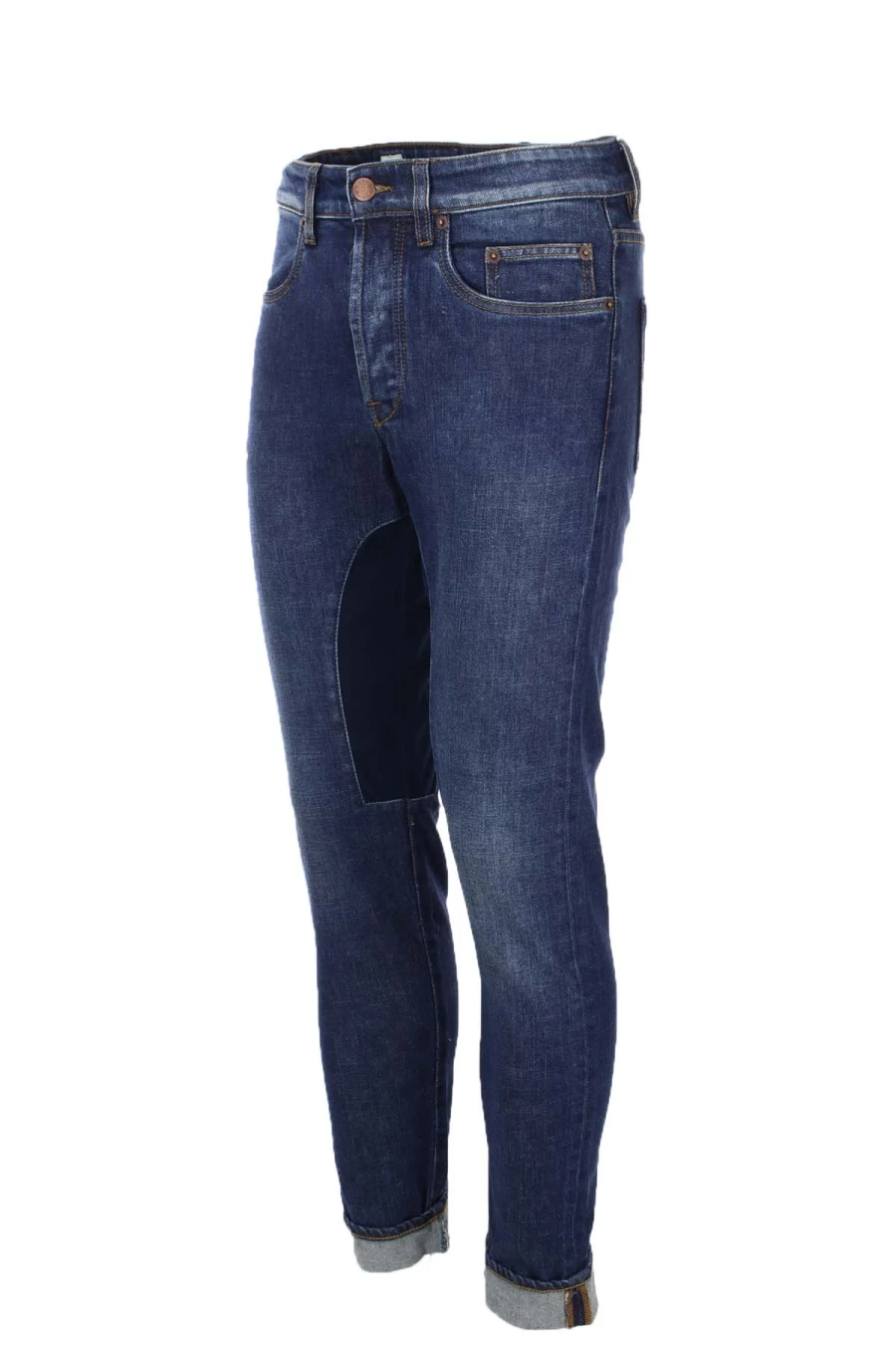Men's Seville Pocket Denim Jeans with Blue Alcantara Patch - Prestigemodauomo Collection