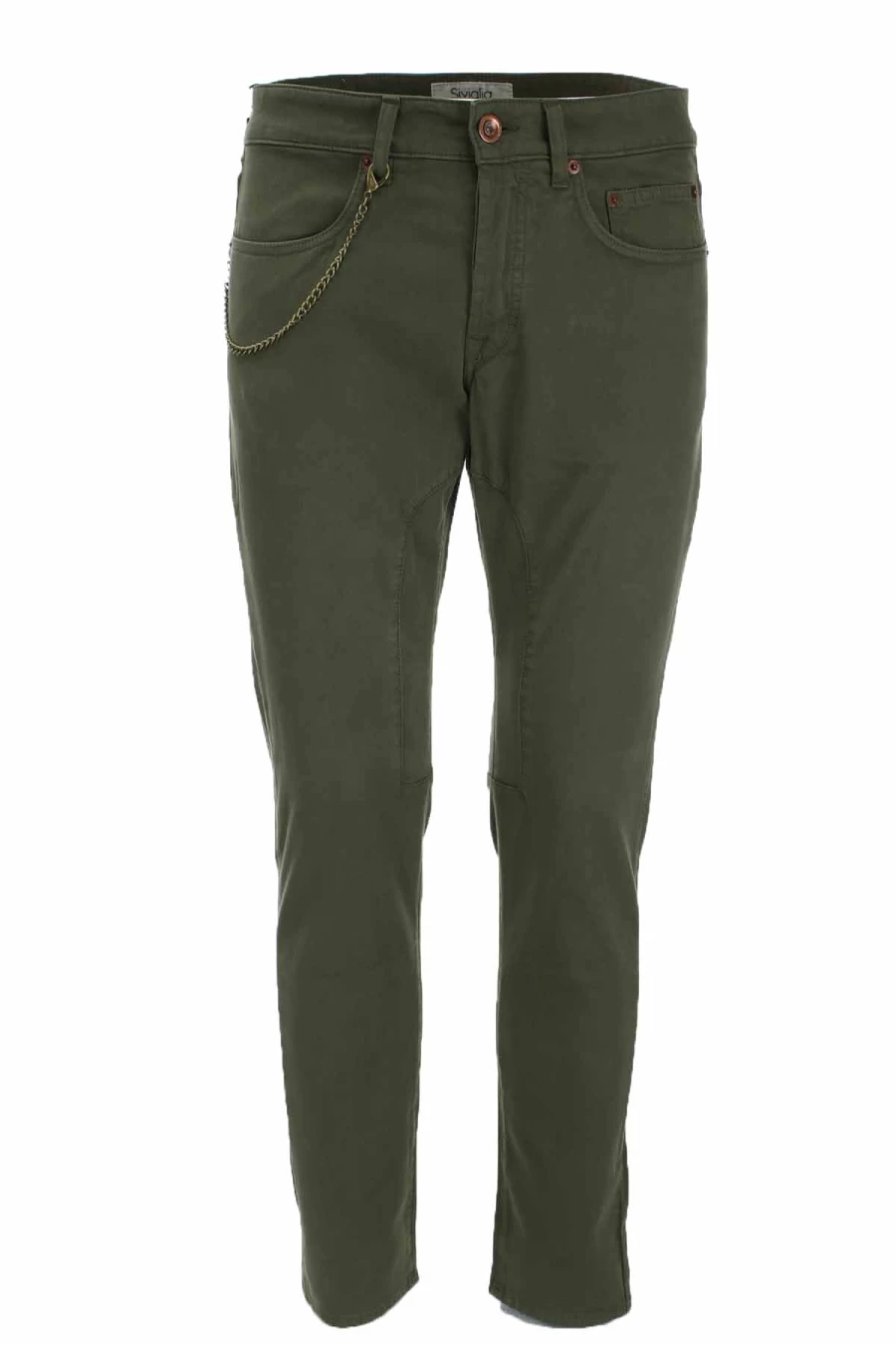 "Seville Men's 5-Pocket Cotton Trousers with Patch Detail - Siviglia Collection - Prestigemodauomo"