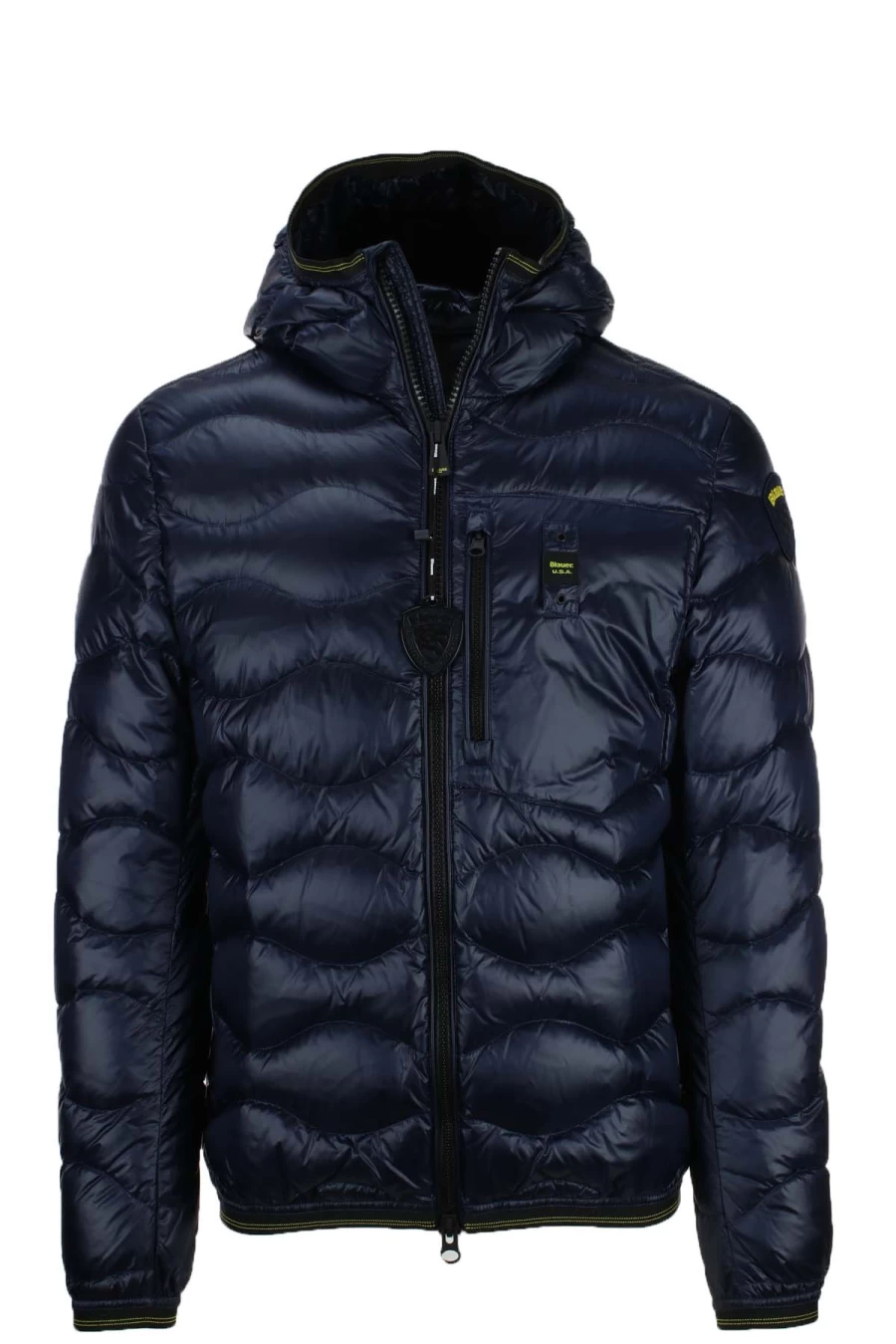"BLAUER Men's Wave Quilted Piumino Jacket - Blue Winter Coat"