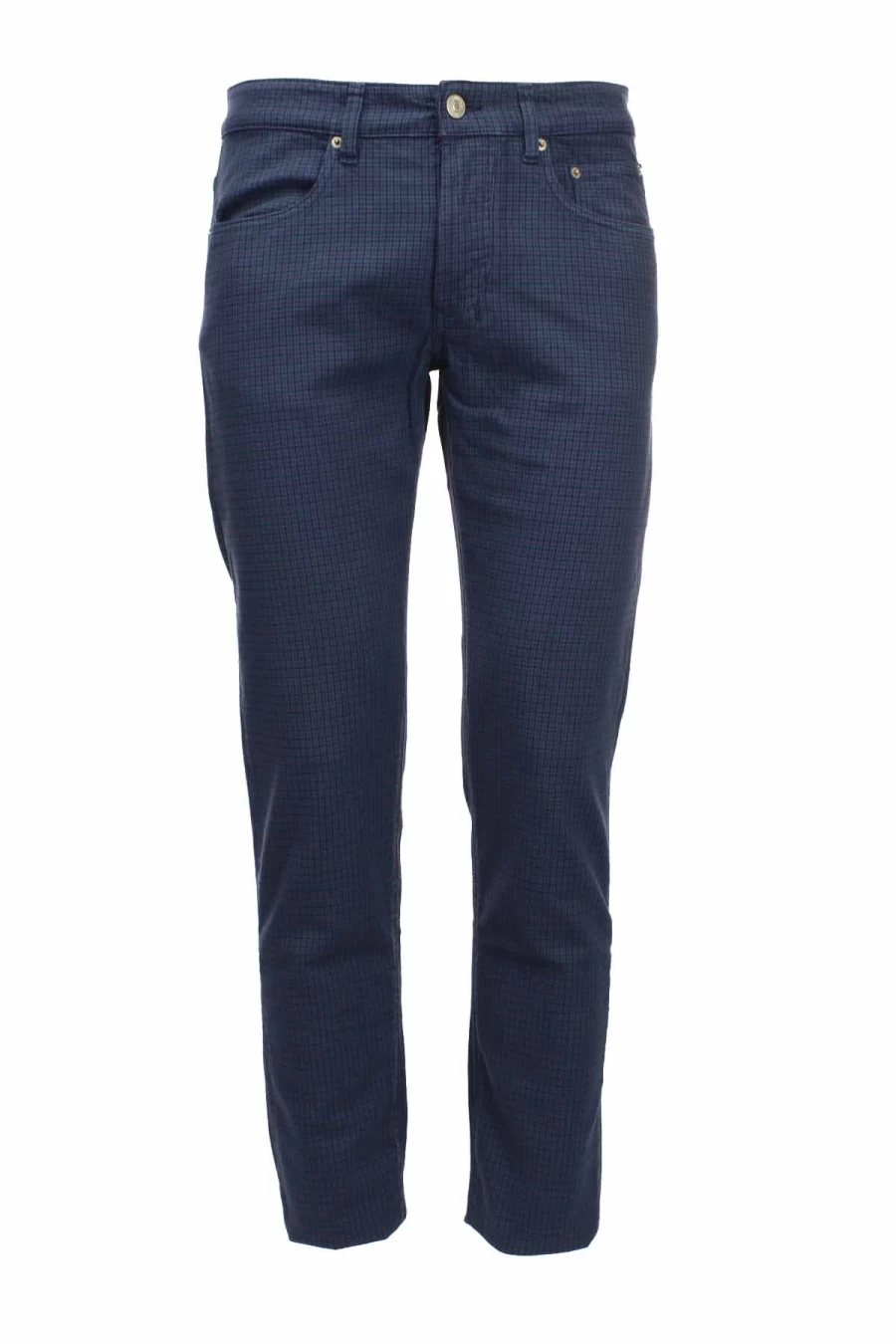 Seville Men's 5-Pocket Stretch Cotton Trousers - Micro-Checked Design - Prestigemodauomo Collection