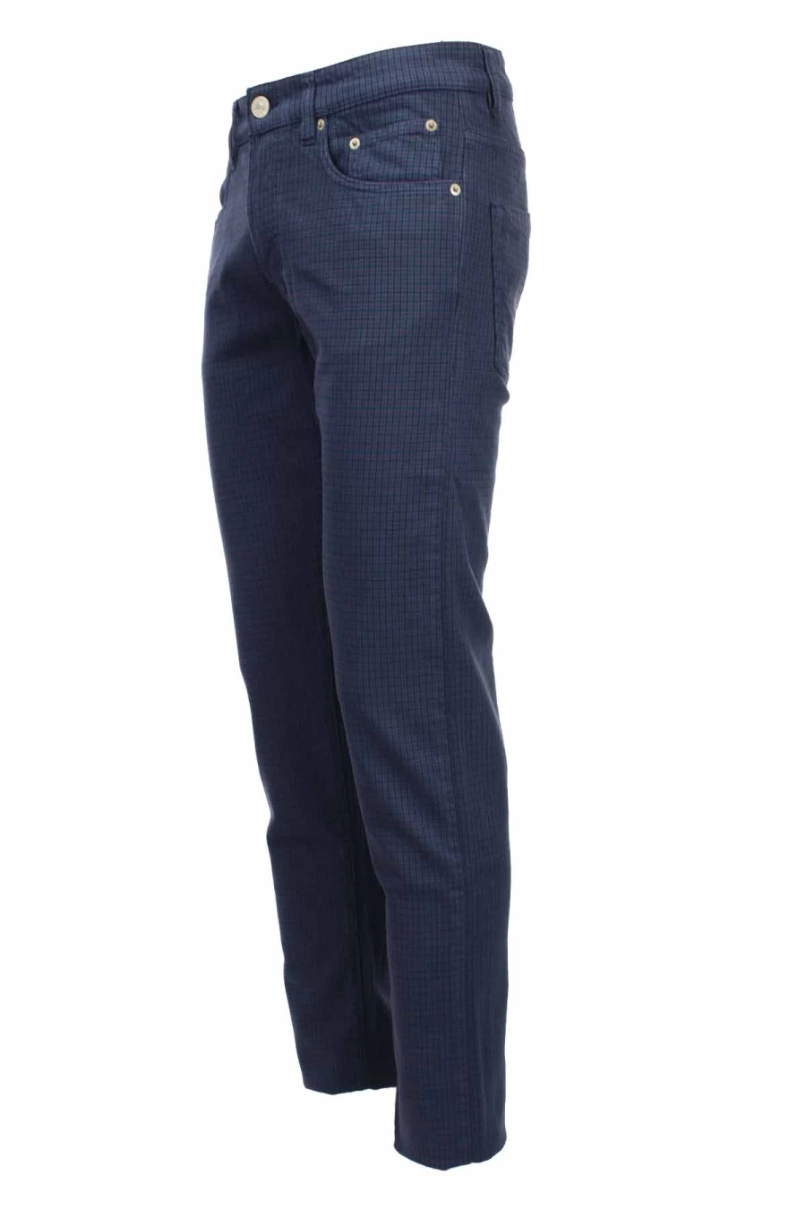 Seville Men's 5-Pocket Stretch Cotton Trousers - Micro-Checked Design - Prestigemodauomo Collection