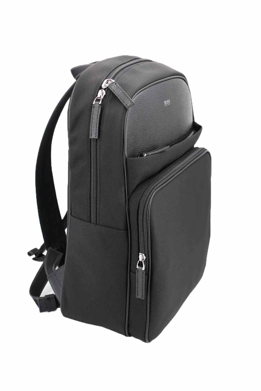 HUGO BOSS Men's Premium Leather-Trimmed Gabardine Technical Backpack - Prestigemodauomo Collection
