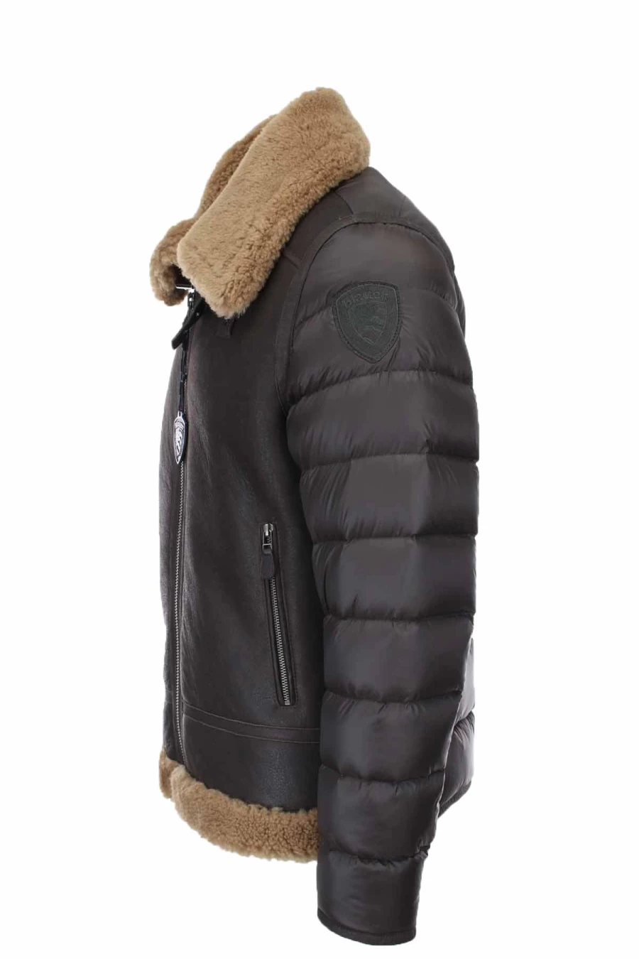 BLAUER Shearling Sheepskin Jacket with Feather Trim - Premium Men's Winter Coat