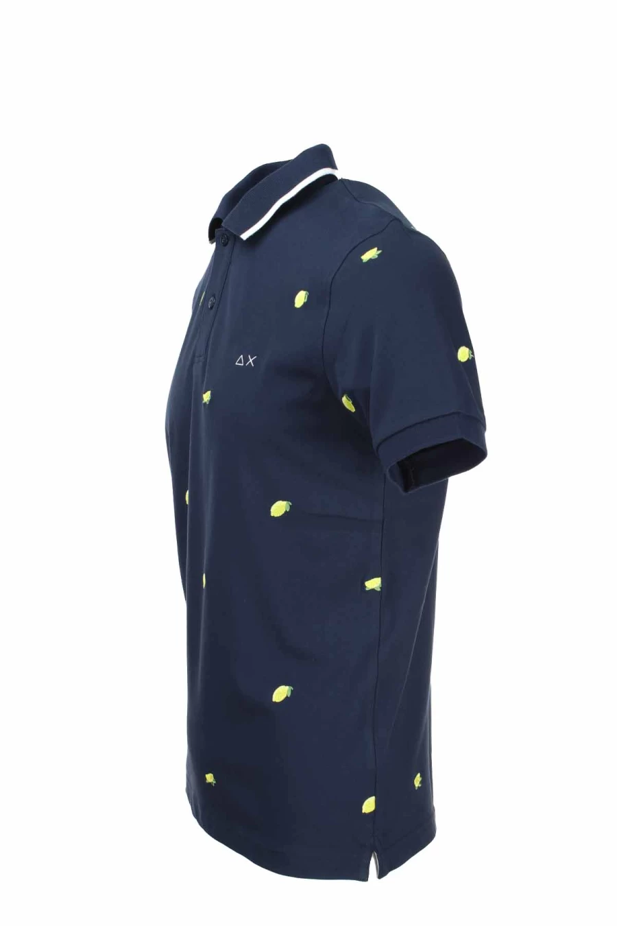 "Sun68 Men's Half Sleeve Polo Shirt with Lemon Embroidery - Premium Cotton Casual Top"