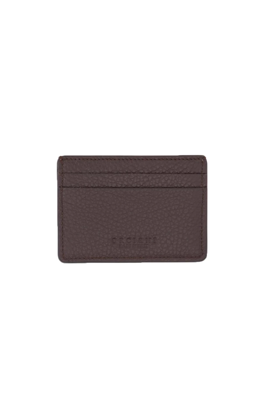 ORCIANI Hammered Leather RFID Blocking Card Holder for Men - Premium Slim Wallet