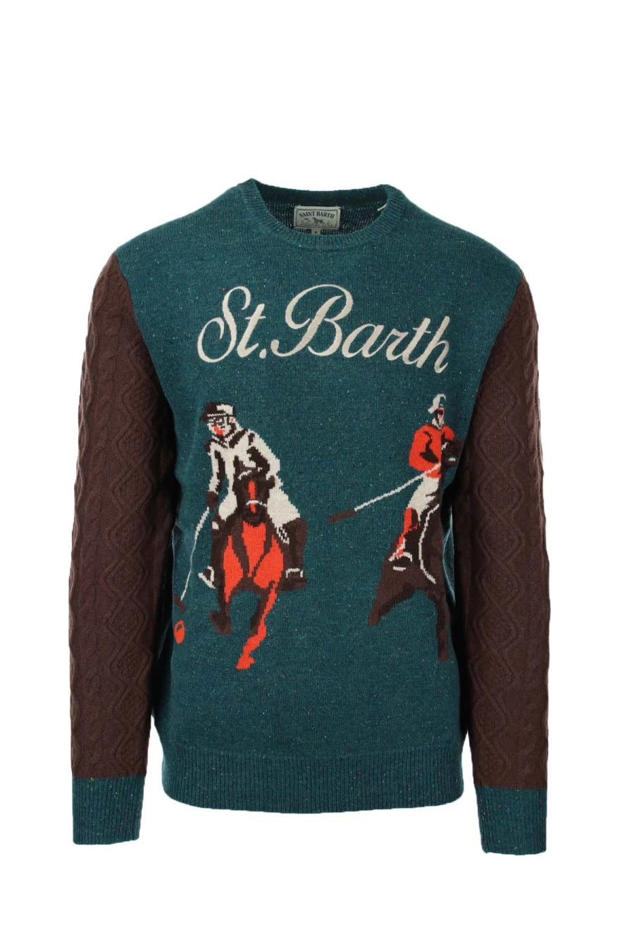 Saint Barth MC2 Wool Crewneck Sweater with Polo Horse Embroidery - PrestigeModaUomo