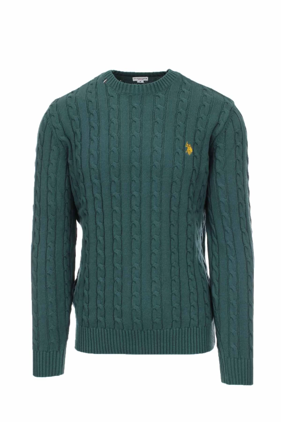US Polo Assn Men's Braided Crew Neck Pullover Sweater - Prestige Moda Uomo Casual Knit Top
