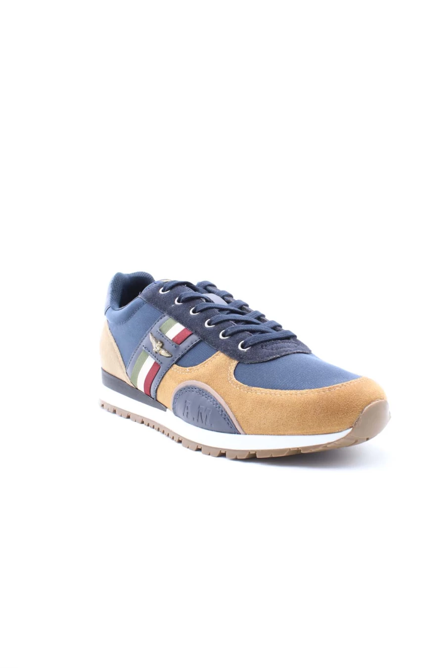 Air Force Leather & Cordura Sneakers with Tricolor Band - Aeronautica Militare Inspired - Prestigemodauomo Men's Fashion