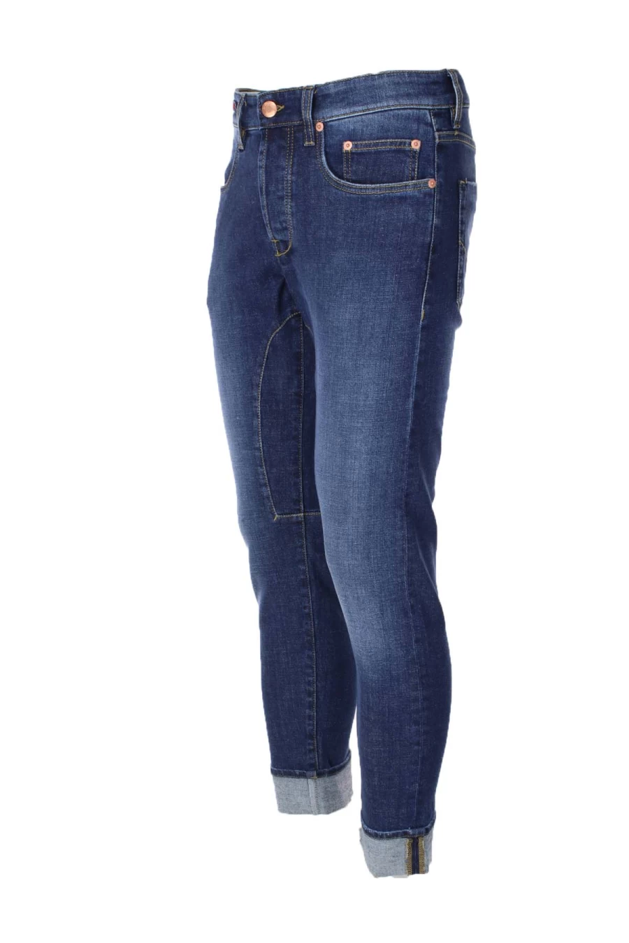 Seville Men's 5 Pocket Distressed Denim Jeans with Embroidered Patches - Siviglia Collection