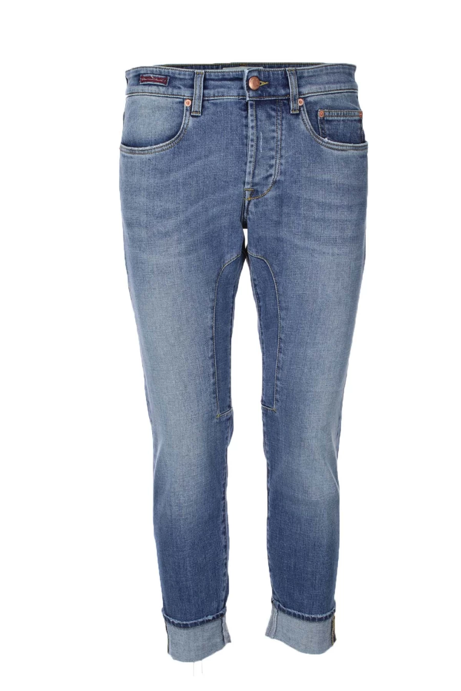 Seville Men's 5 Pocket Denim Jeans with Embroidered Patches - Siviglia Prestige Collection