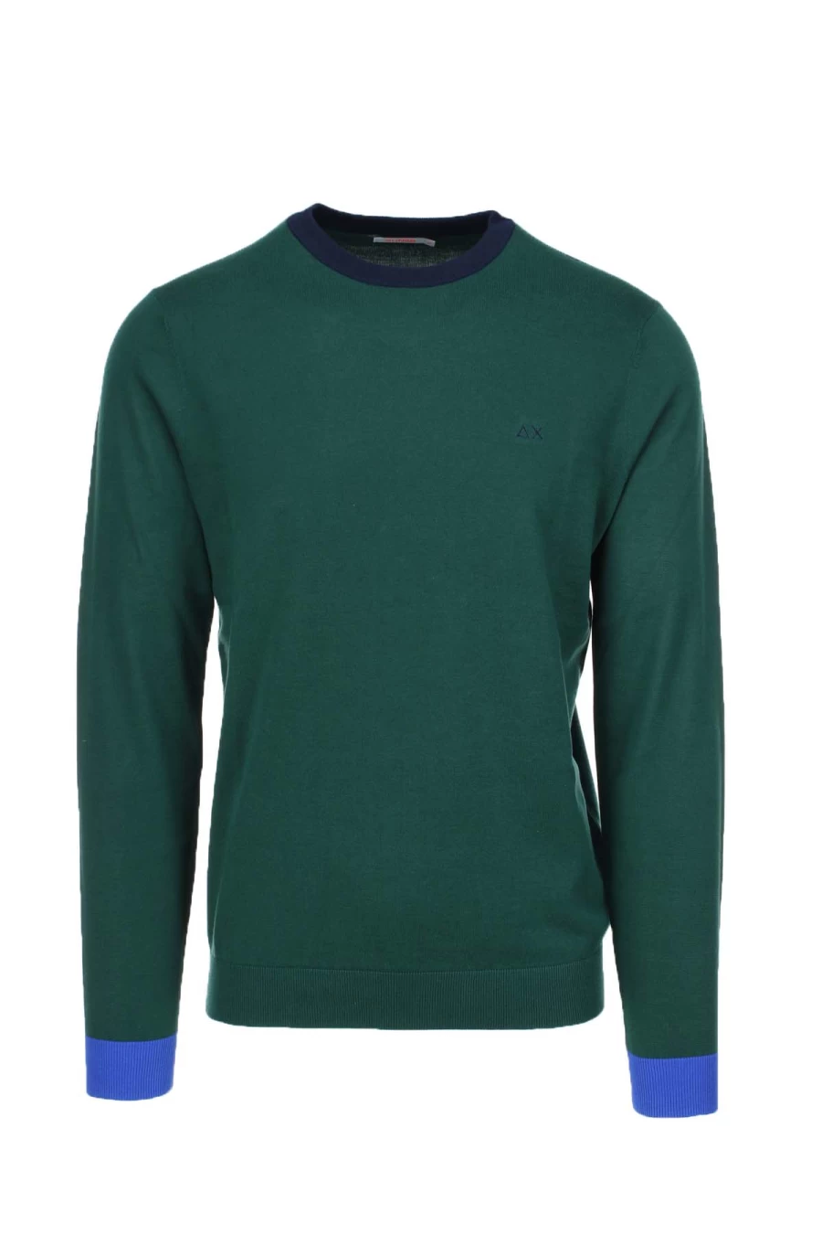 "Sun68 Cotton Crew Neck Sweater with Embroidered Patches - Men's Casual Pullover"