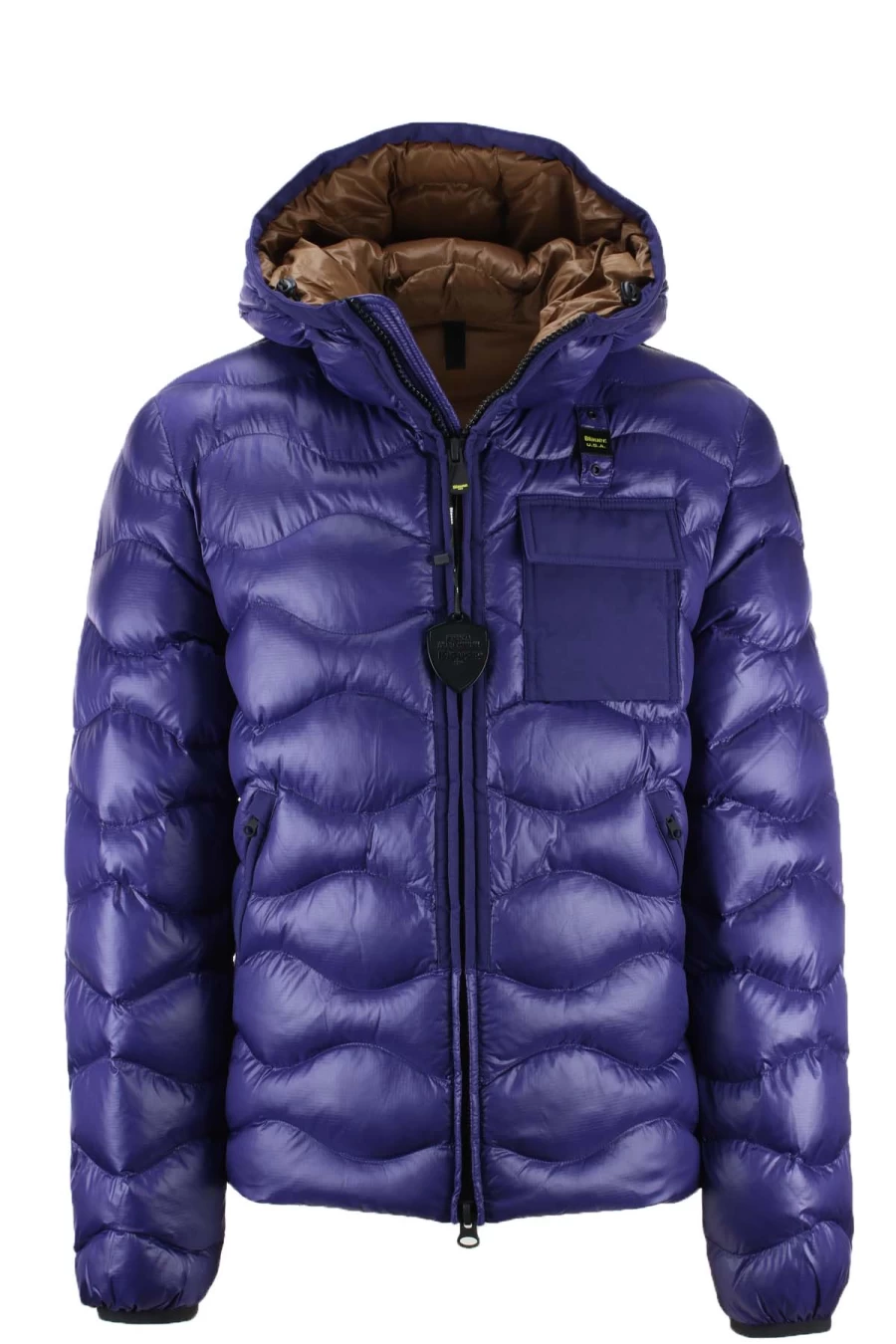 BLAUER Men's Waves Hooded Down Jacket - Lightweight Winter Coat for Cold Weather