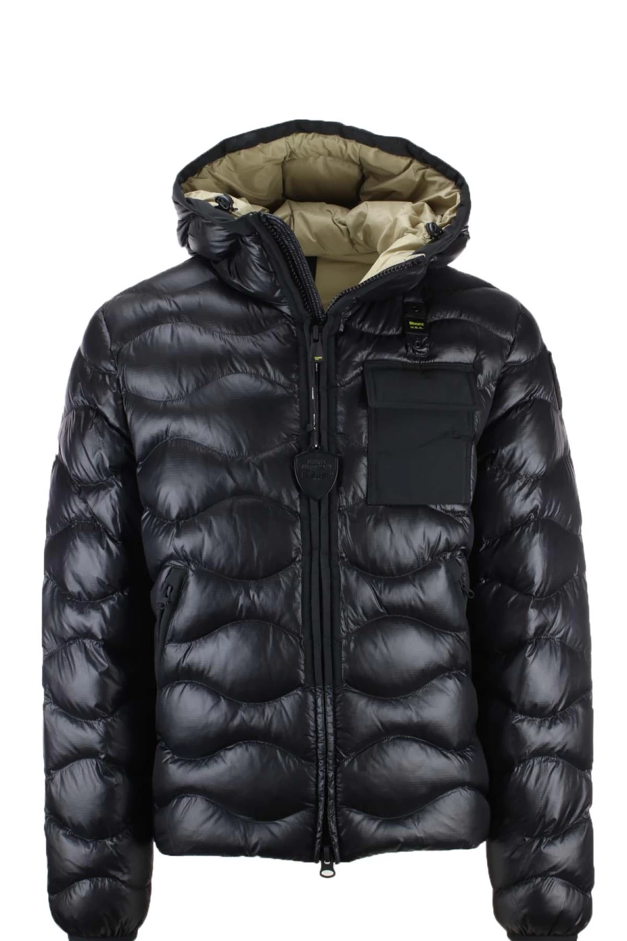 BLAUER Men's Waves Hooded Down Jacket - Lightweight Winter Coat for Outdoor Activities