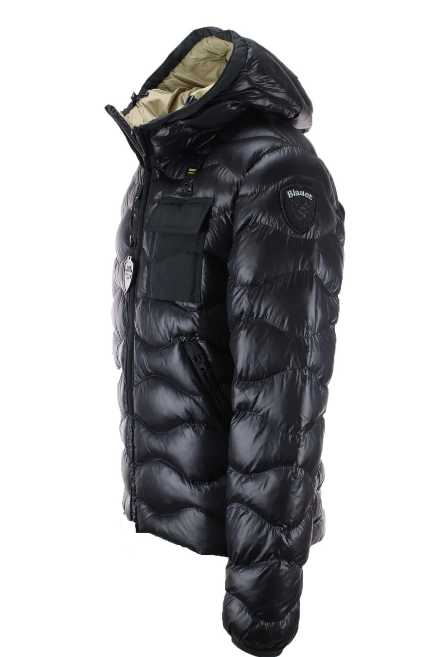 BLAUER Men's Waves Hooded Down Jacket - Lightweight Winter Coat for Outdoor Activities