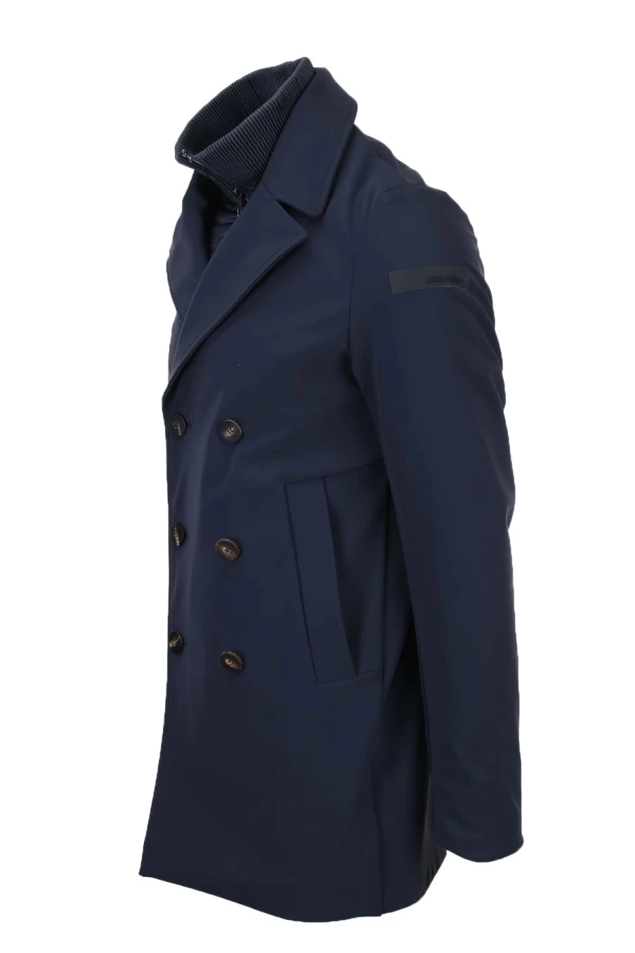 RRD Men's Winter Thermo Lined Double-Breasted Peacoat with Chest Strap - Prestigemodauomo