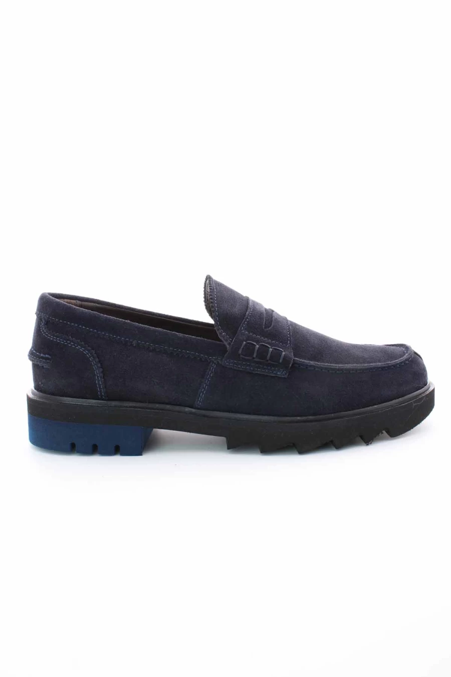 "Clear Sea Suede Moccasin Shoes with Tank Sole for Men – Premium Marechiaro Style"
