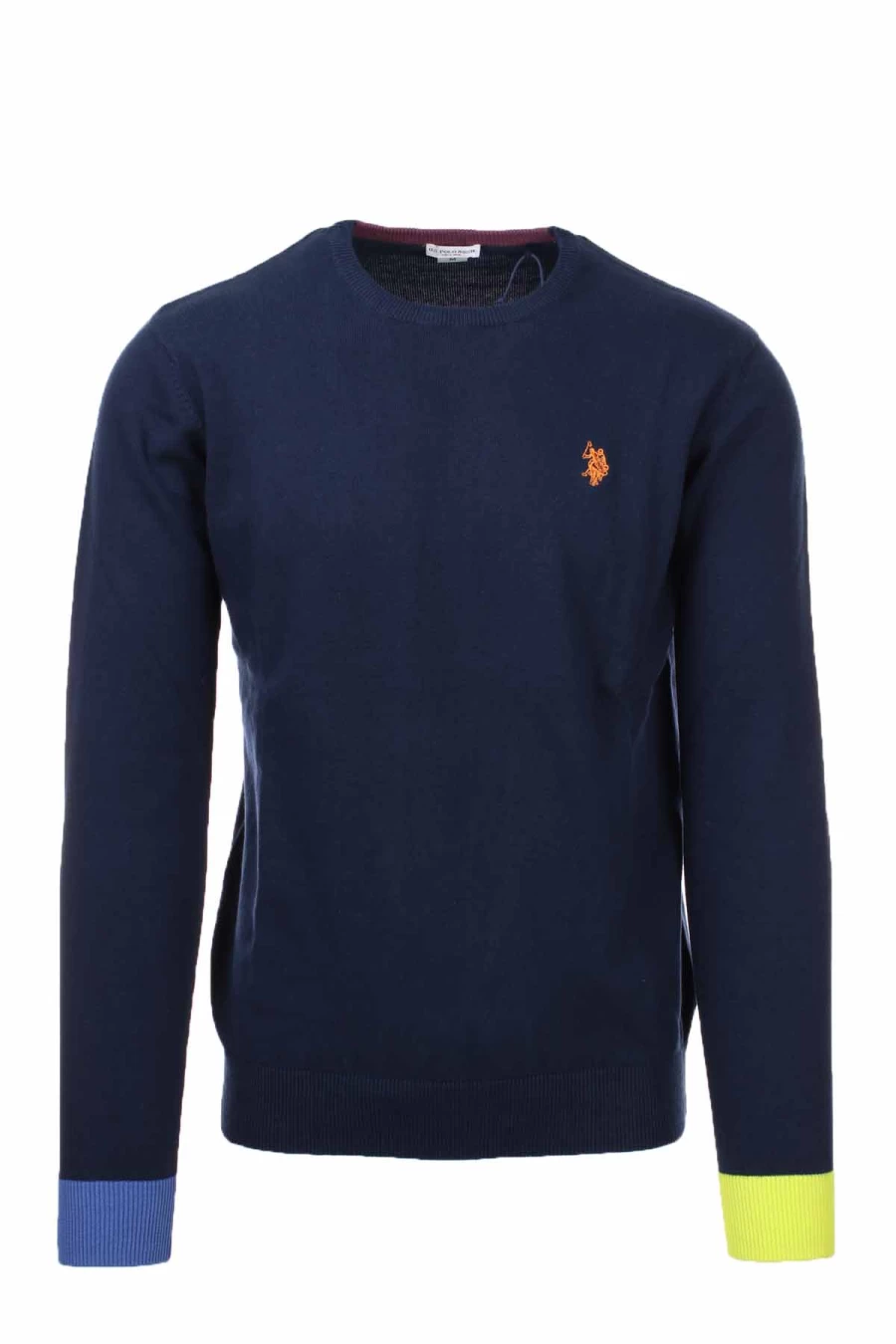 US Polo Assn Men's Cotton Crew Neck Sweater with Contrast Trim - Classic Casual Pullover