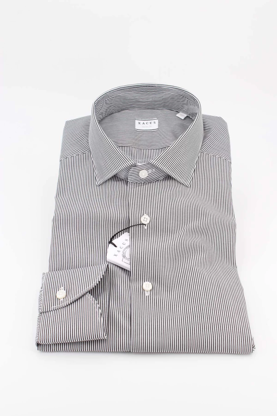 XACUS Men's Striped Long Sleeve Dress Shirt - Premium Formal Wear - Slim Fit Business Casual Shirt