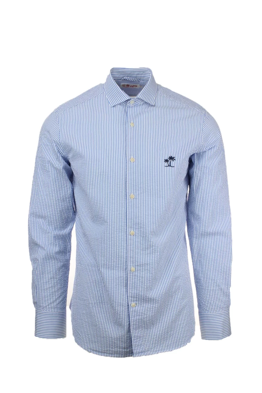 Saint Barth MC2 Men's Seersucker Cotton Striped Shirt - Premium Casual Wear
