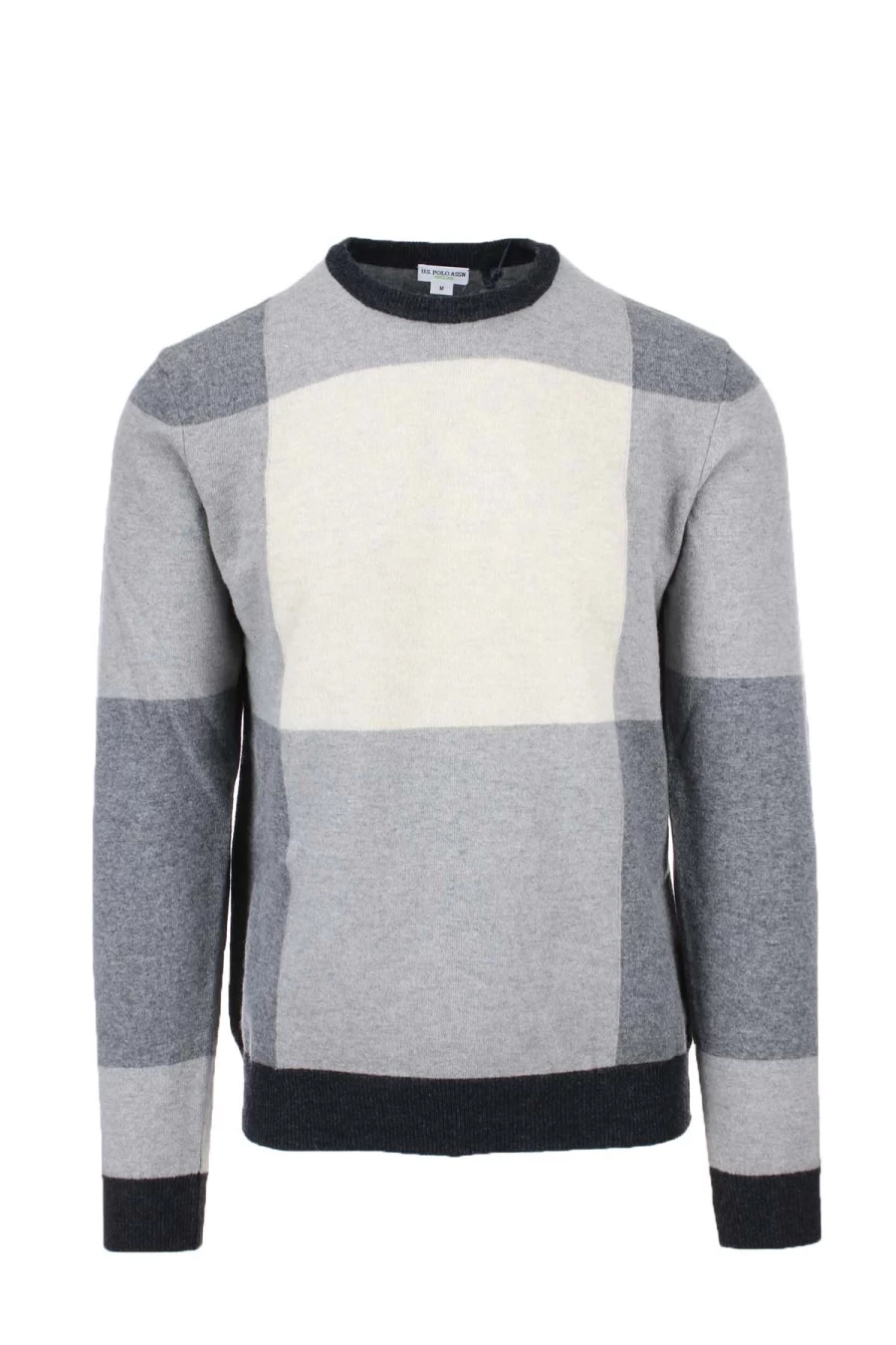 US Polo Assn Checked Crew Neck Sweater - Men's Casual Pullover Knitwear - Prestige Collection