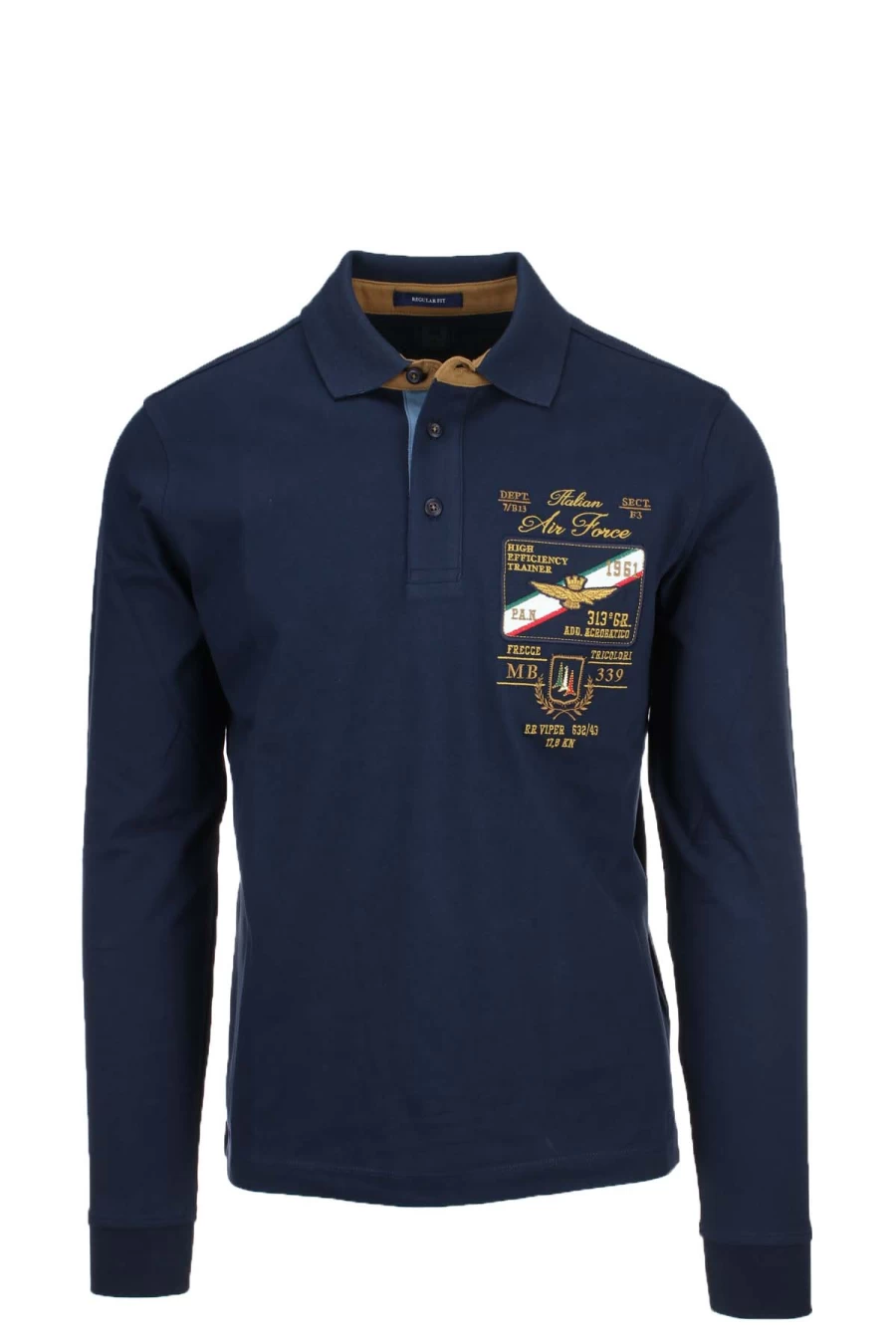 Air Force Long Sleeve Polo Shirt - Frecce Tricolori Design - Military Style Men's Top