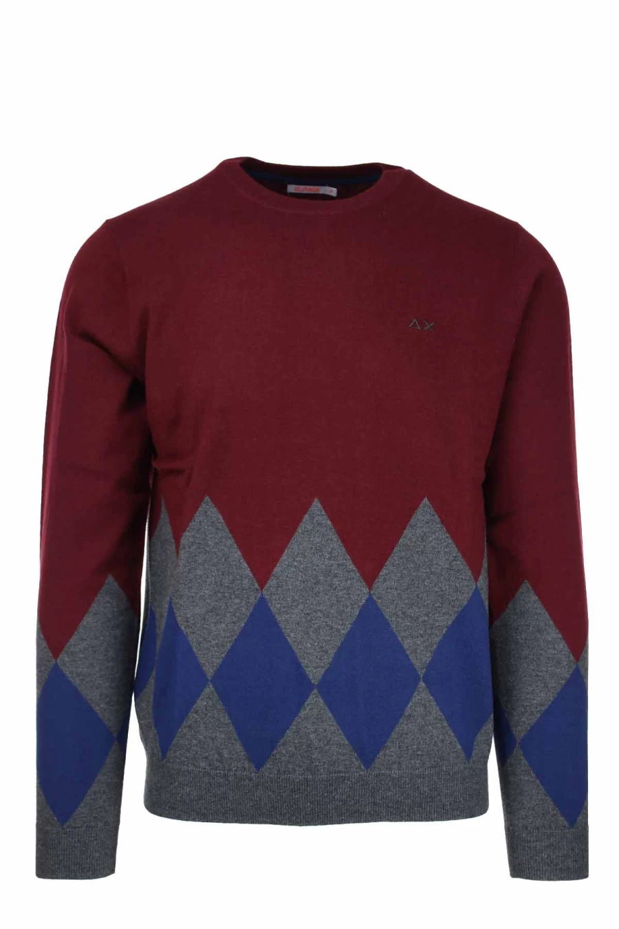 SUN68 Men's Diamond Knit Pullover Sweater - Premium Crew Neck Winter Jumper