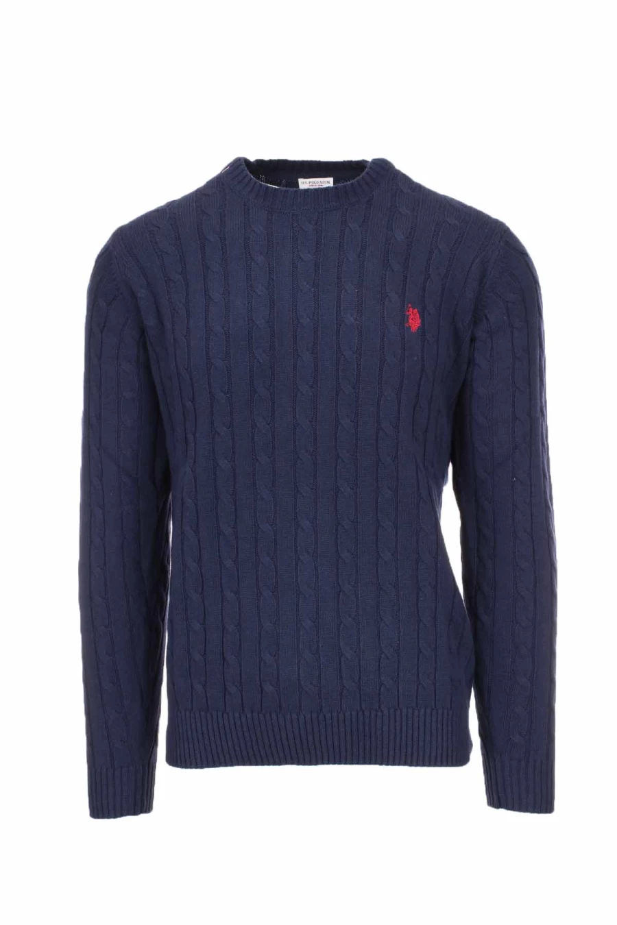 US Polo Assn Men's Braided Crew Neck Pullover Sweater - Prestige Collection