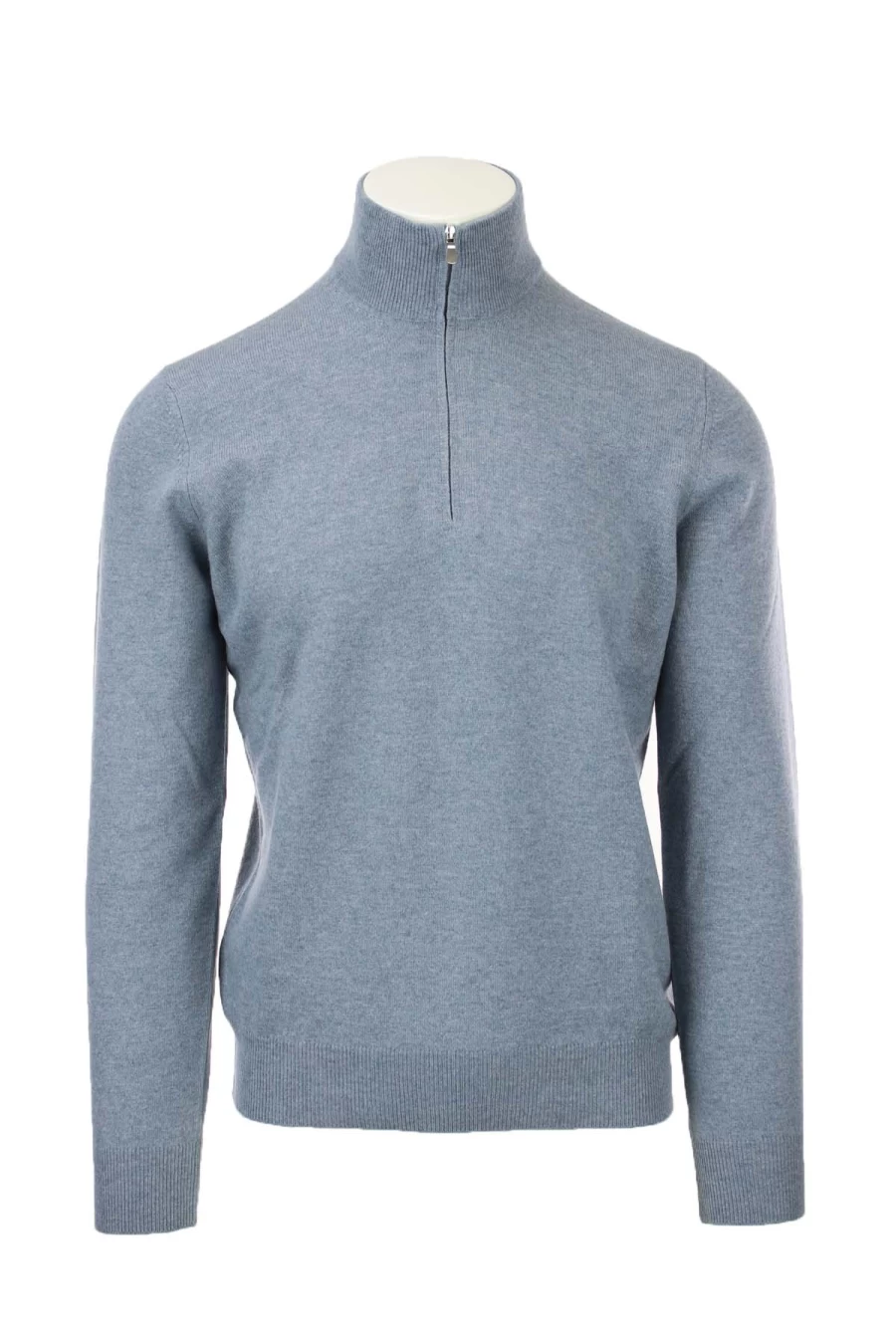 "Gran Sasso Wool Cashmere Zipped Turtleneck Sweater - Prestigemodauomo"