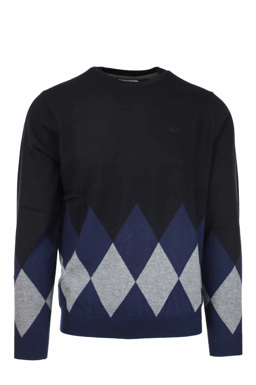SUN68 Men's Diamond Pattern Crew Neck Pullover Sweater - Premium Knitwear