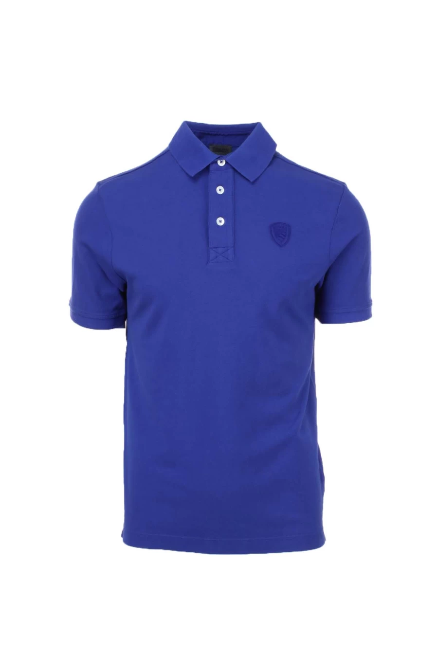 BLAUER Men's Short Sleeve Polo Shirt - Classic Cotton Pique Knit - Solid Blue Casual Top