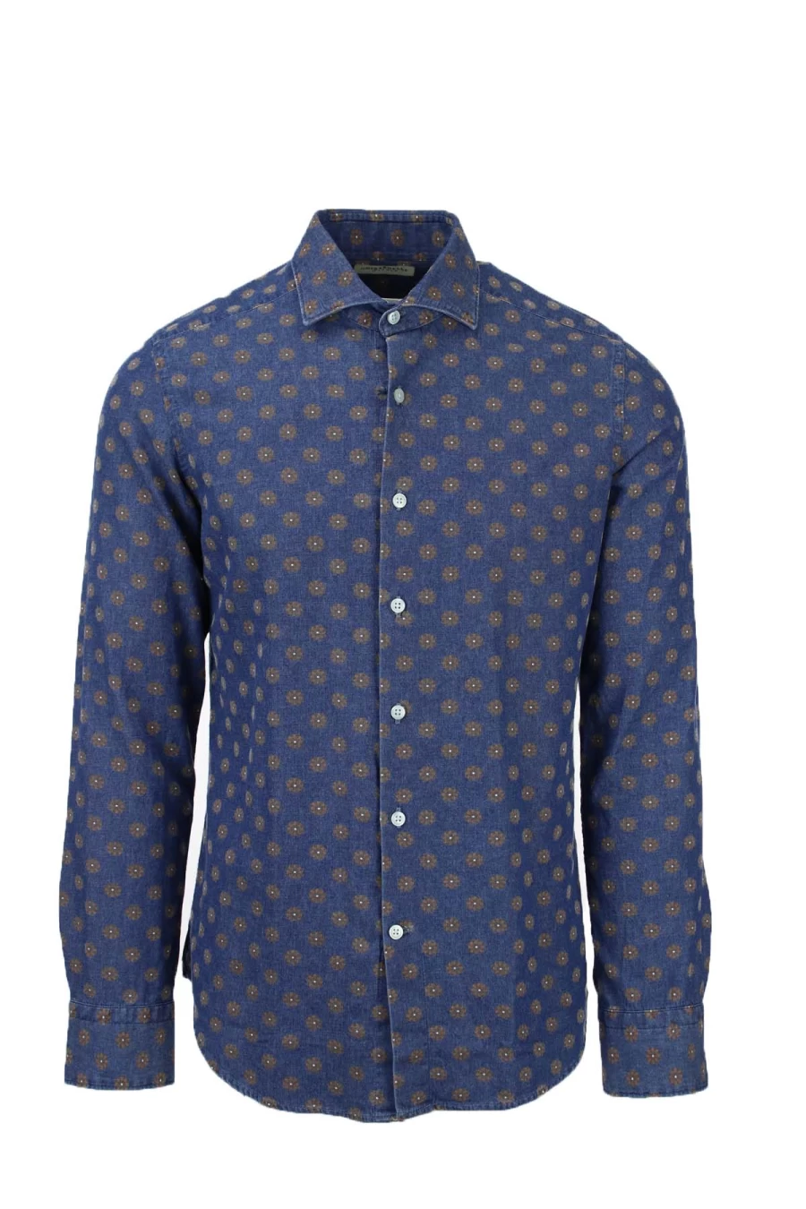 GHIRARDELLI Men's Washed Cotton Long Sleeve Shirt with Pattern - Prestigemodauomo Collection