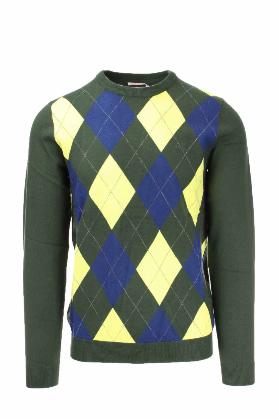 SUN68 Men's Diamond Pattern Crew Neck Pullover Sweater - Prestige Moda Uomo