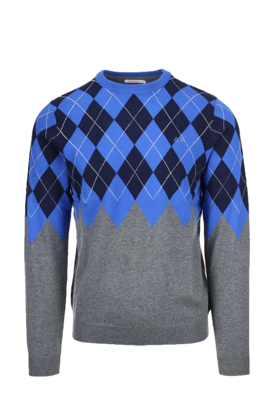 Men's Diamond Pattern Crew Neck Pullover Sweater - SUN68 Fashion Brand