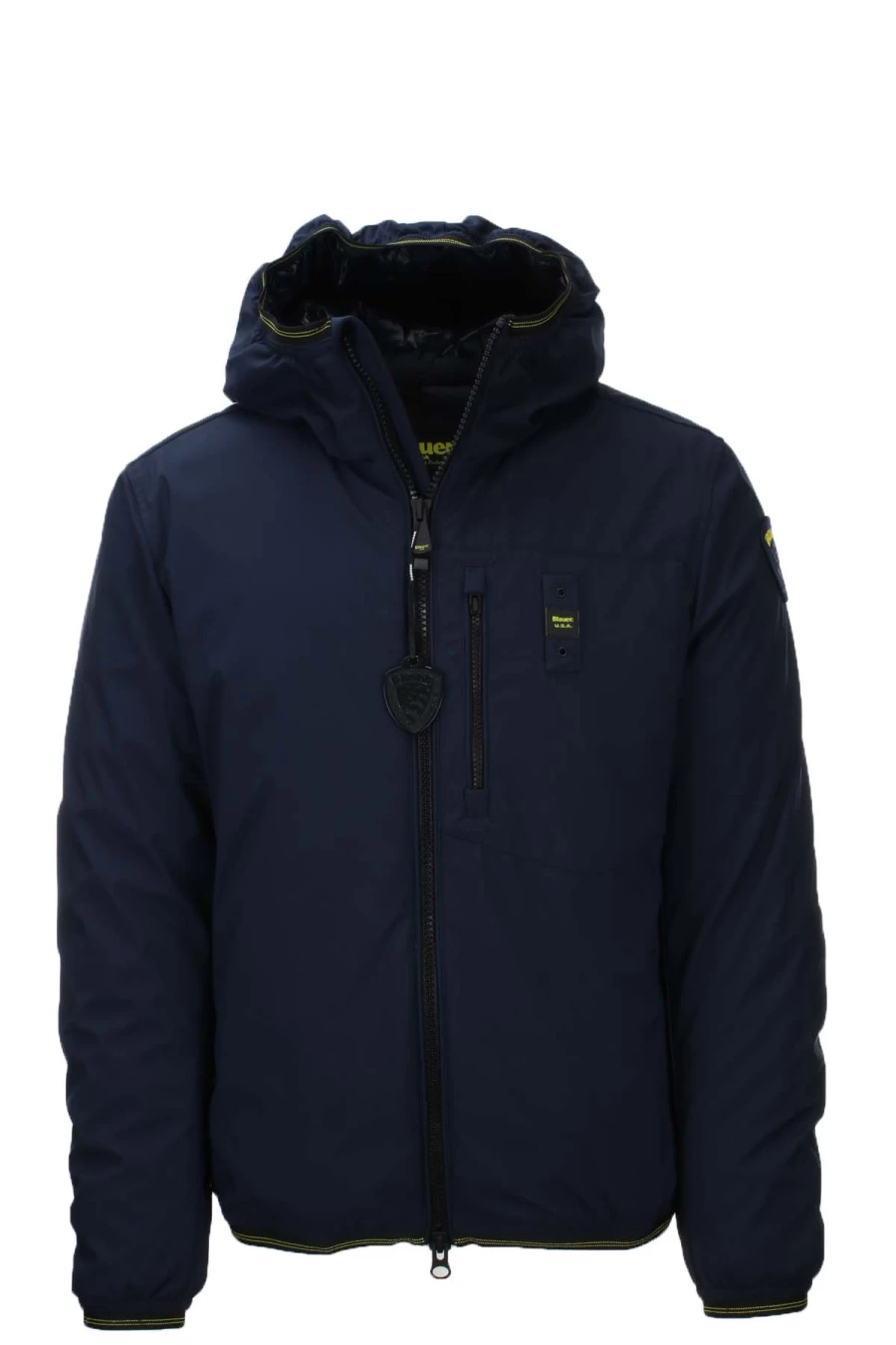 BLAUER Men's Neoprene Bomber Jacket with Hood - Winter Down Coat - Derry Style - Prestigemodauomo Collection